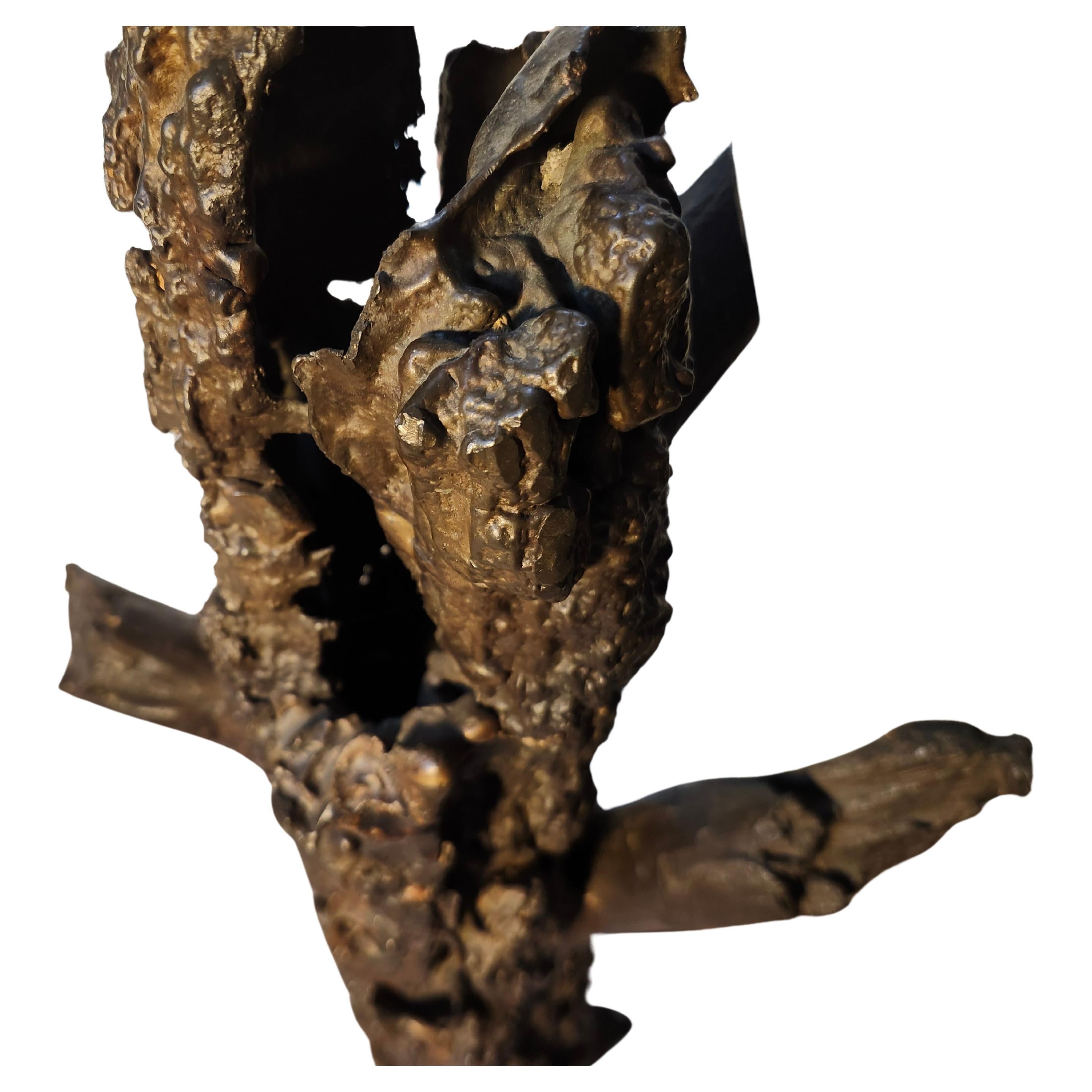 American Mid Century Modern Abstract Bronze Sculpture of a Standing Tree Stump Log For Sale
