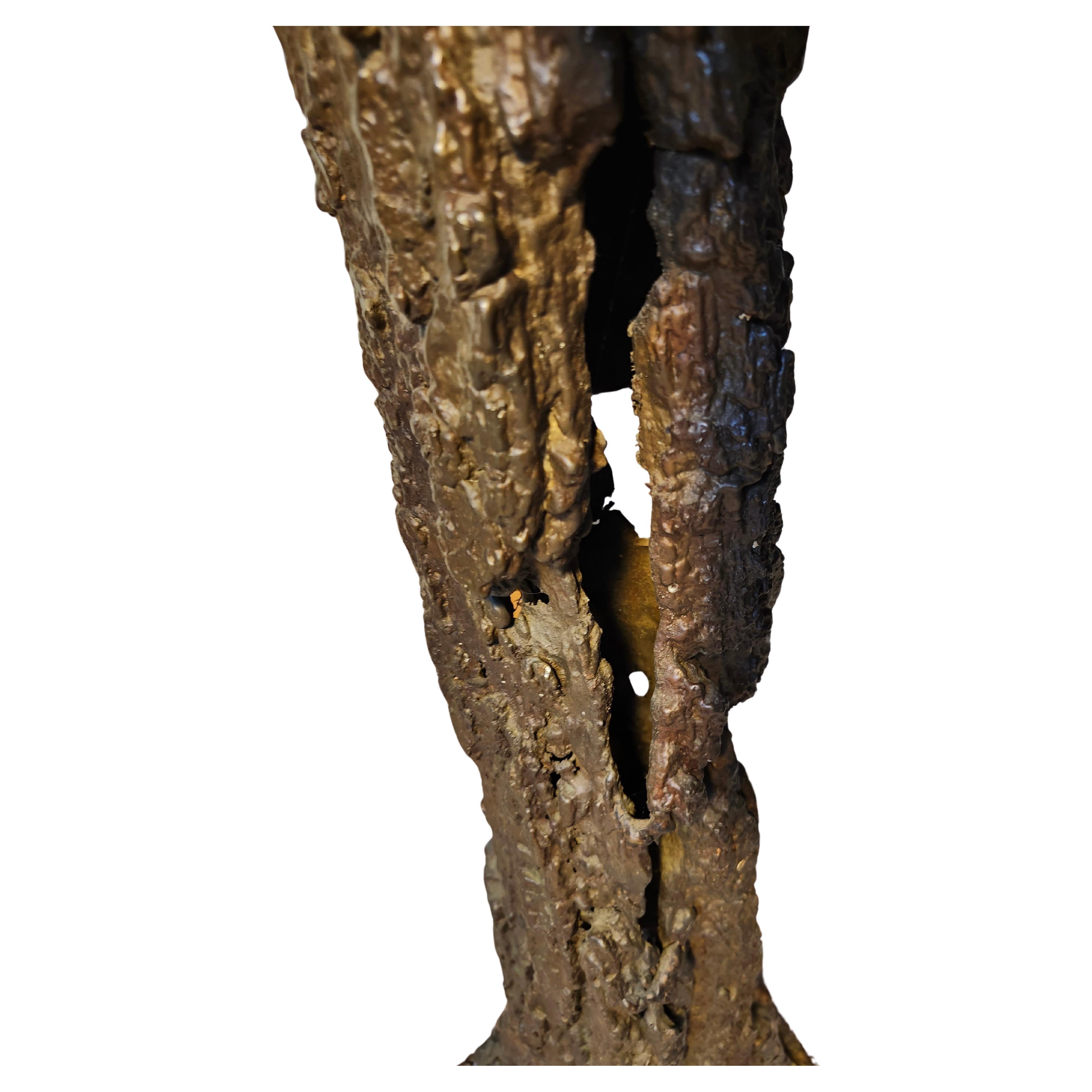 Cast Mid Century Modern Abstract Bronze Sculpture of a Standing Tree Stump Log For Sale