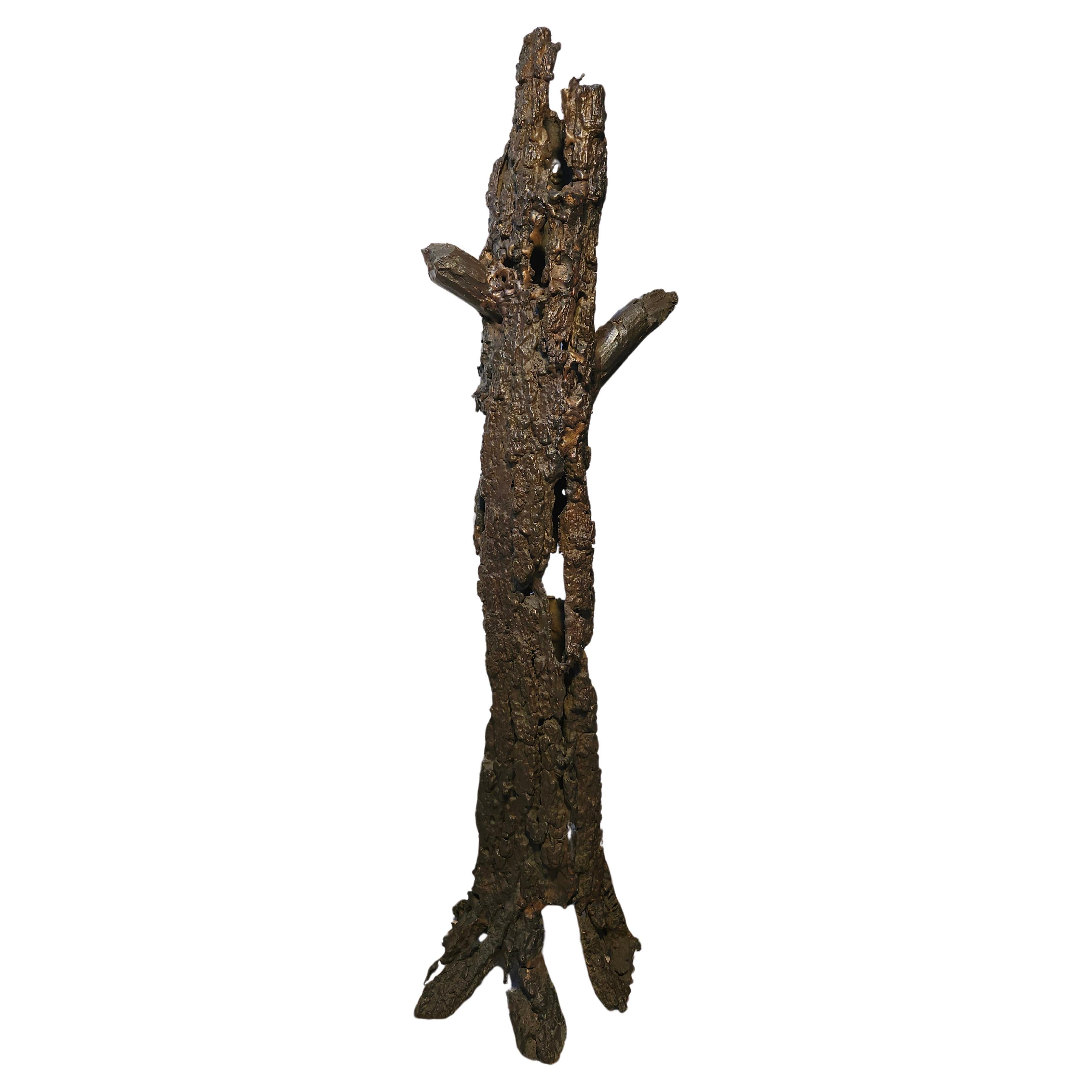 Late 20th Century Mid Century Modern Abstract Bronze Sculpture of a Standing Tree Stump Log For Sale