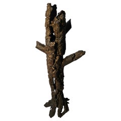 Mid Century Modern Abstract Bronze Sculpture of a Standing Tree Stump Log