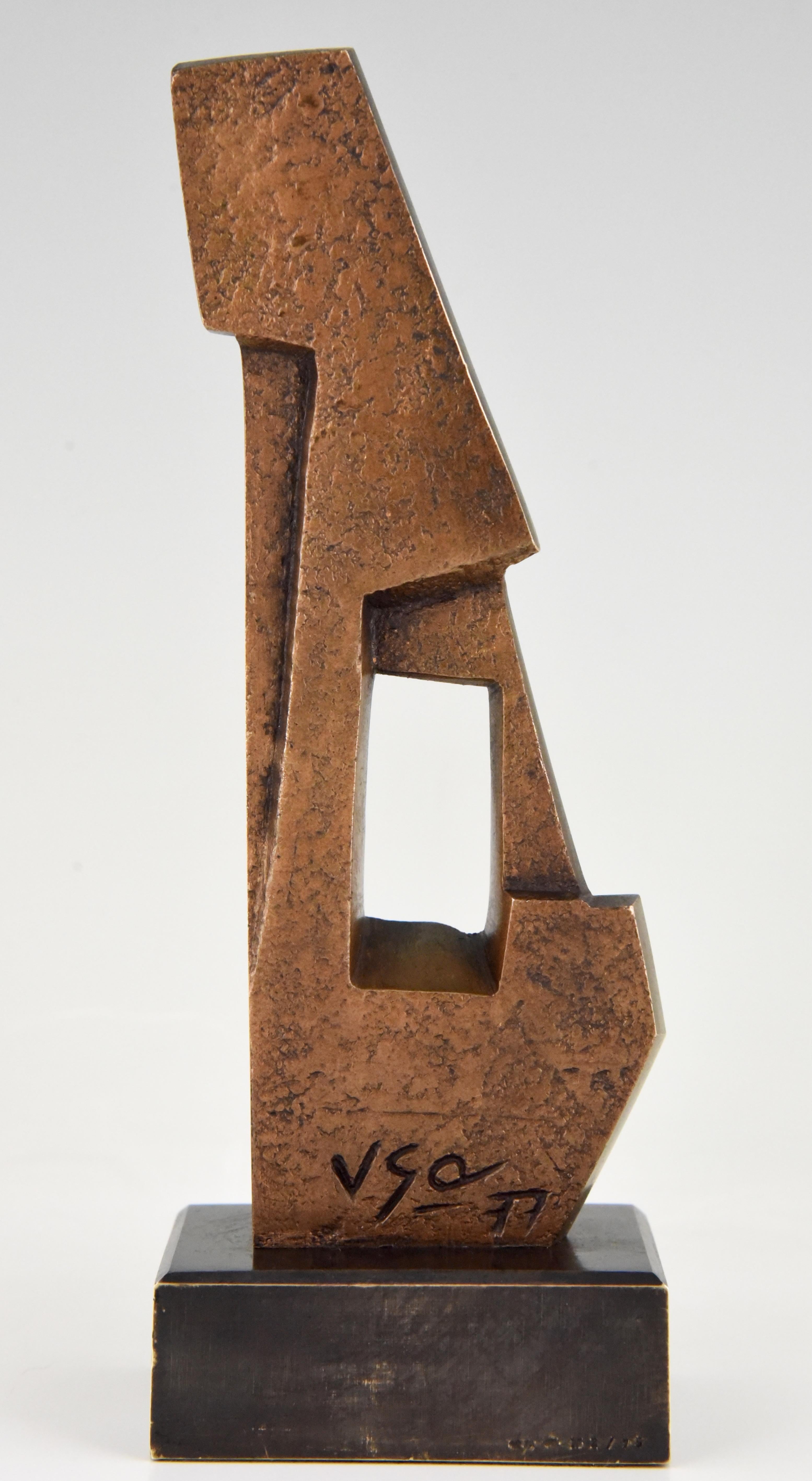 French Mid-Century Modern Abstract Bronze Sculpture VSO, 1970
