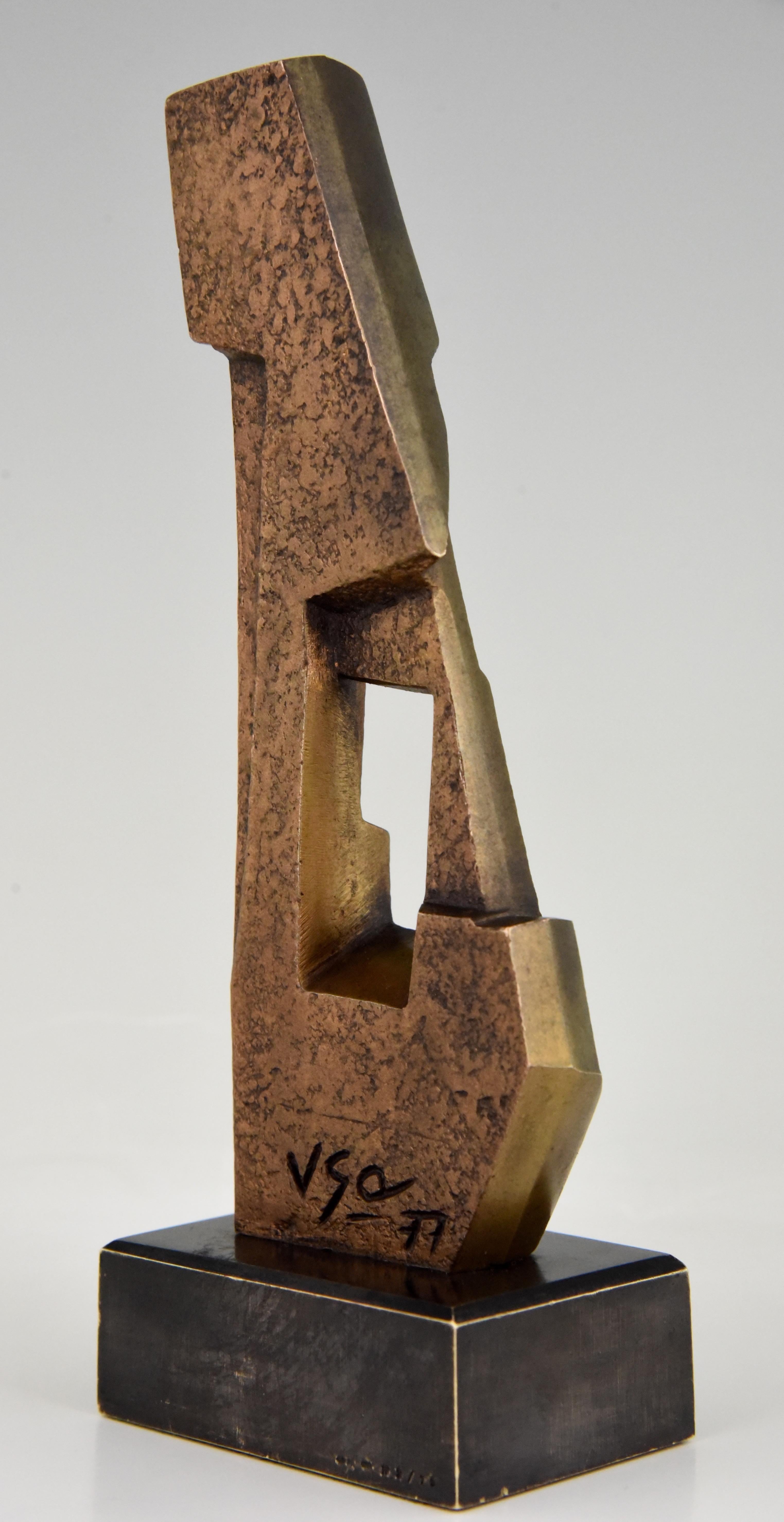 Patinated Mid-Century Modern Abstract Bronze Sculpture VSO, 1970