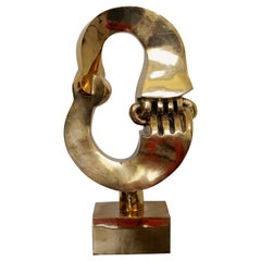 Mid-Century Modern Abstrakte Bronze Tisch Skulptur Signiert Prince Monyo