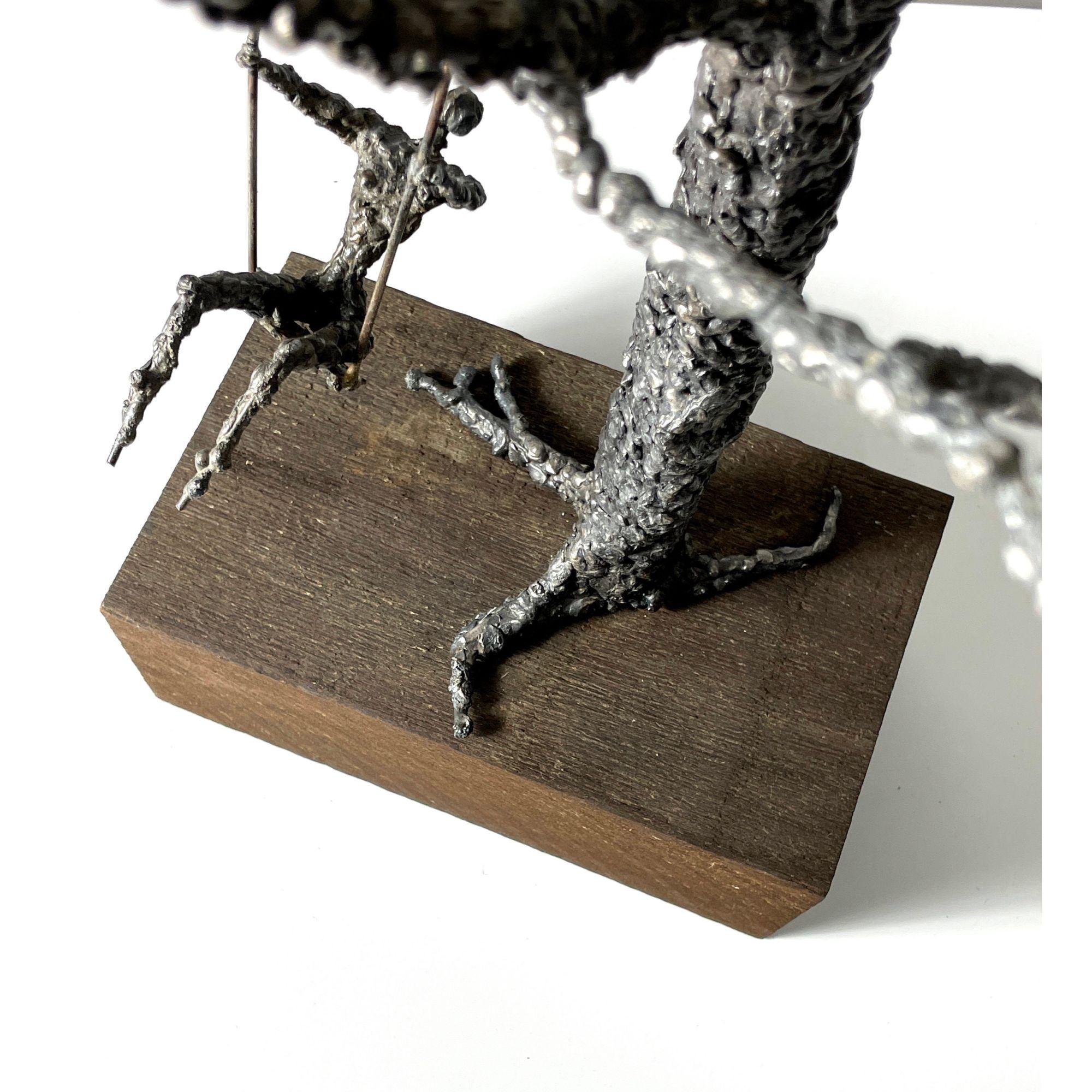 Mid Century Modern Abstract Brutalist Mixed Metal Wire Tree Sculpture 1960s For Sale 4
