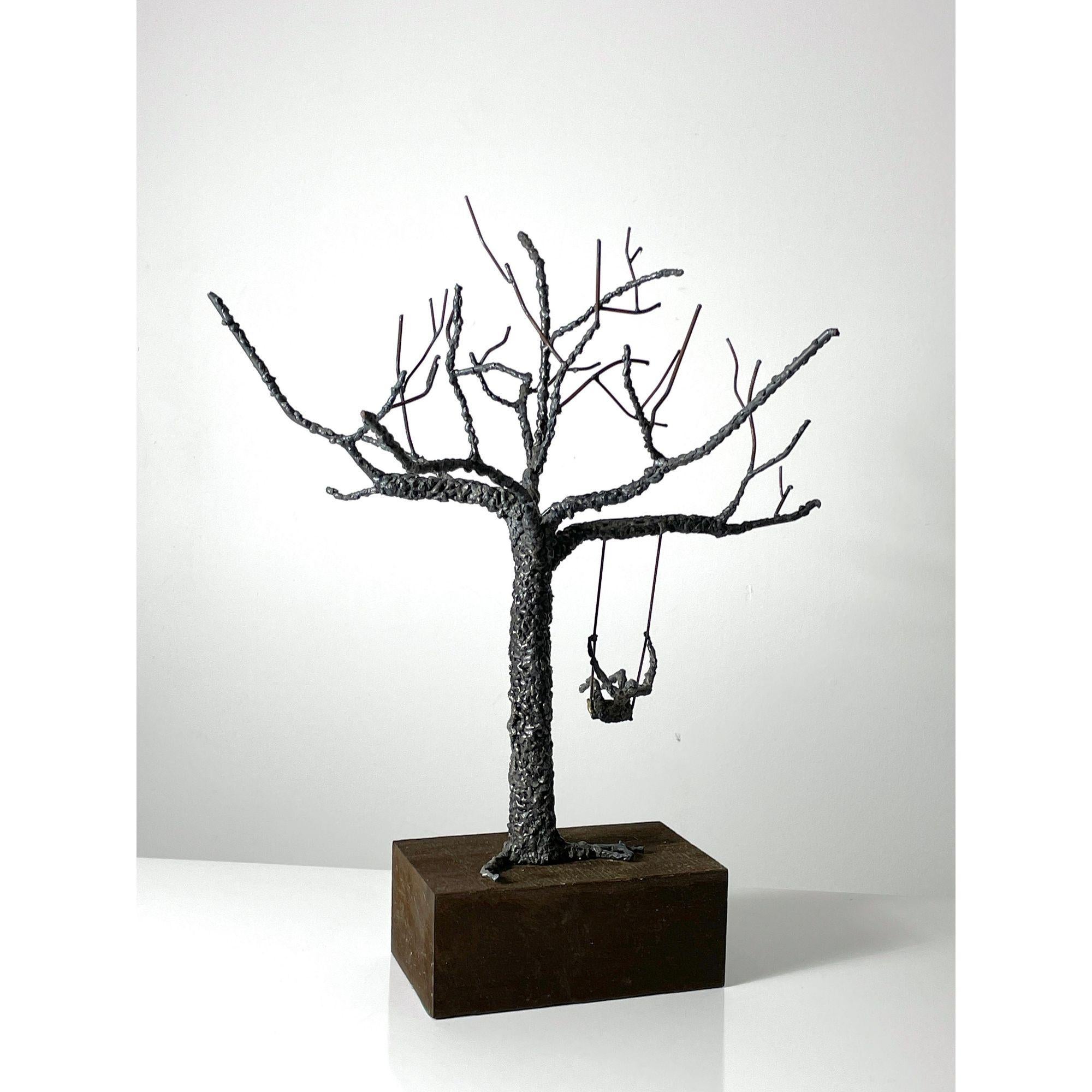 Mid-Century Modern Mid Century Modern Abstract Brutalist Mixed Metal Wire Tree Sculpture 1960s For Sale