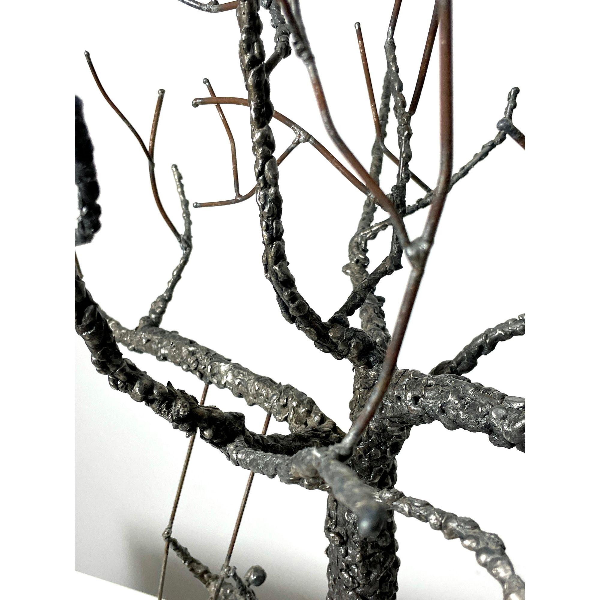 Copper Mid Century Modern Abstract Brutalist Mixed Metal Wire Tree Sculpture 1960s For Sale
