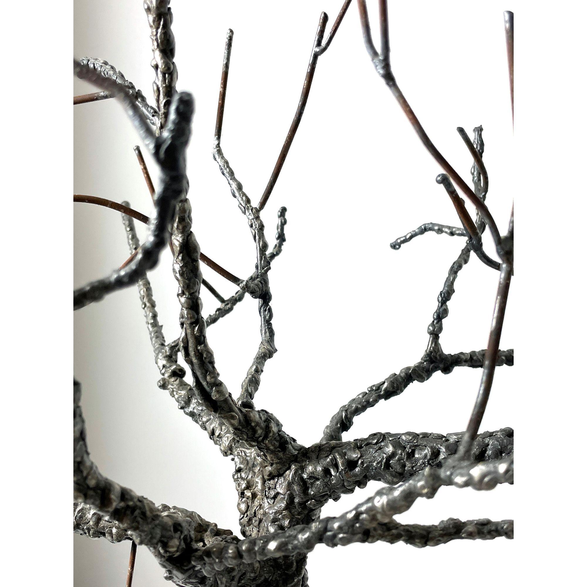 Mid Century Modern Abstract Brutalist Mixed Metal Wire Tree Sculpture 1960s For Sale 1