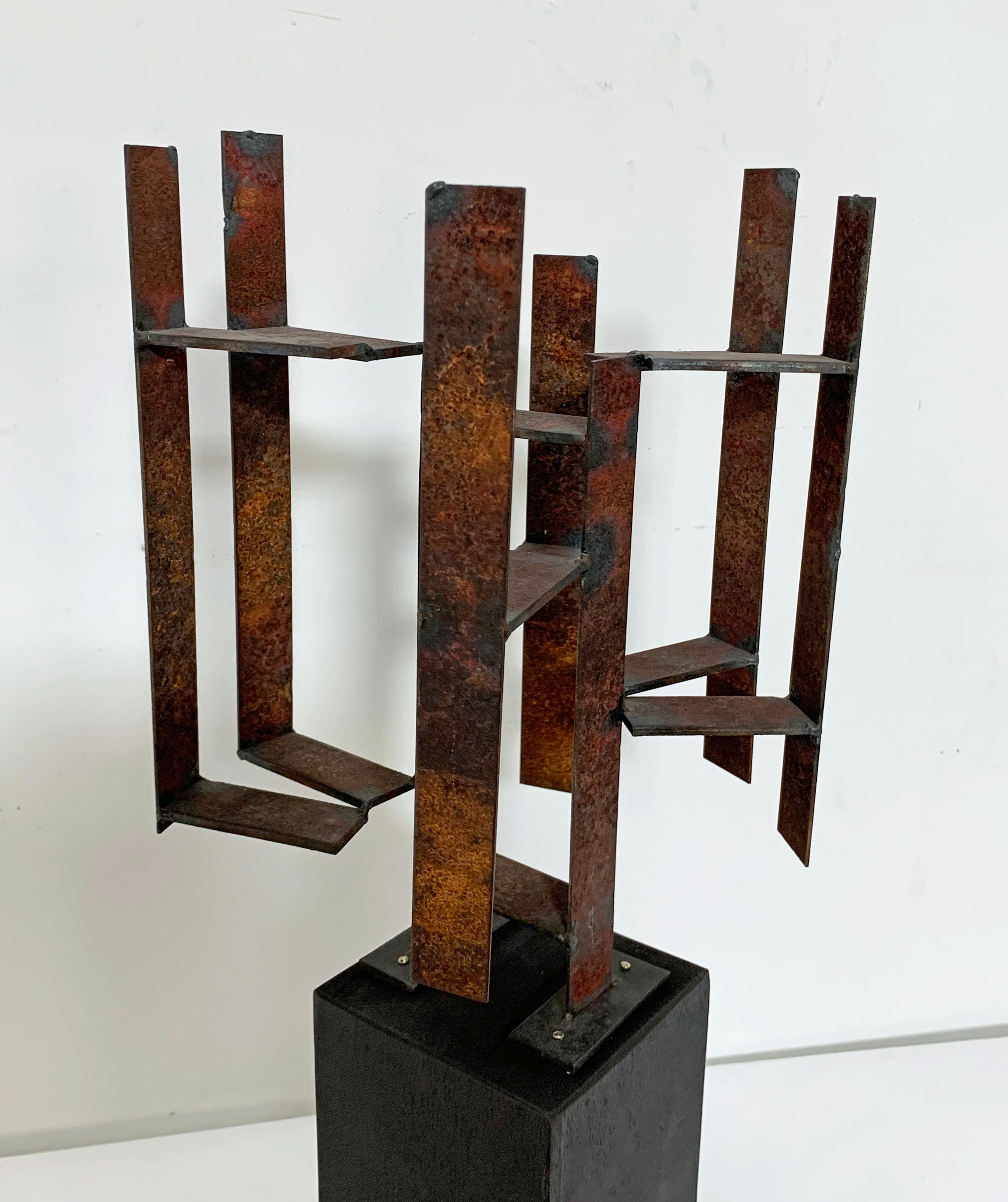 American Mid-Century Modern Abstract Brutalist Welded Steel Sculpture by John Livermore For Sale
