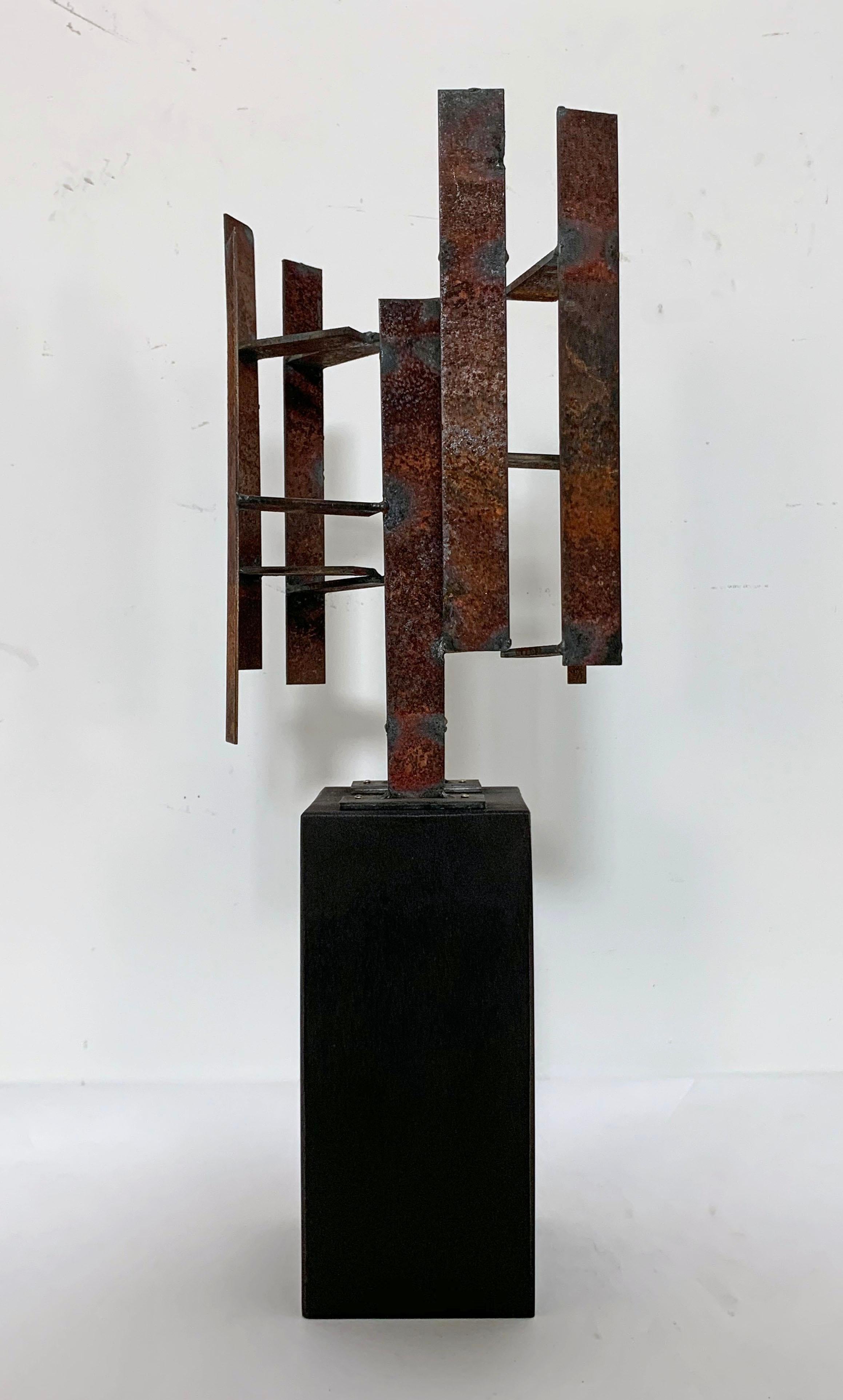 Mid-Century Modern Abstract Brutalist Welded Steel Sculpture by John Livermore For Sale 1