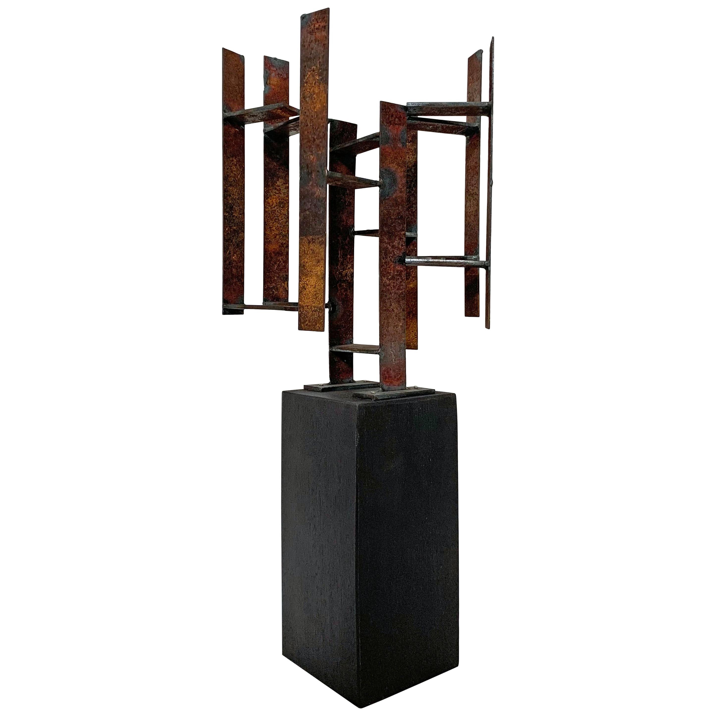 Mid-Century Modern Abstract Brutalist Welded Steel Sculpture by John Livermore