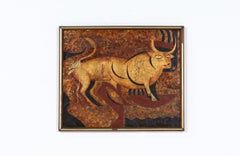 Mid-Century Modern Abstract Bull Painting by Larry Maschino