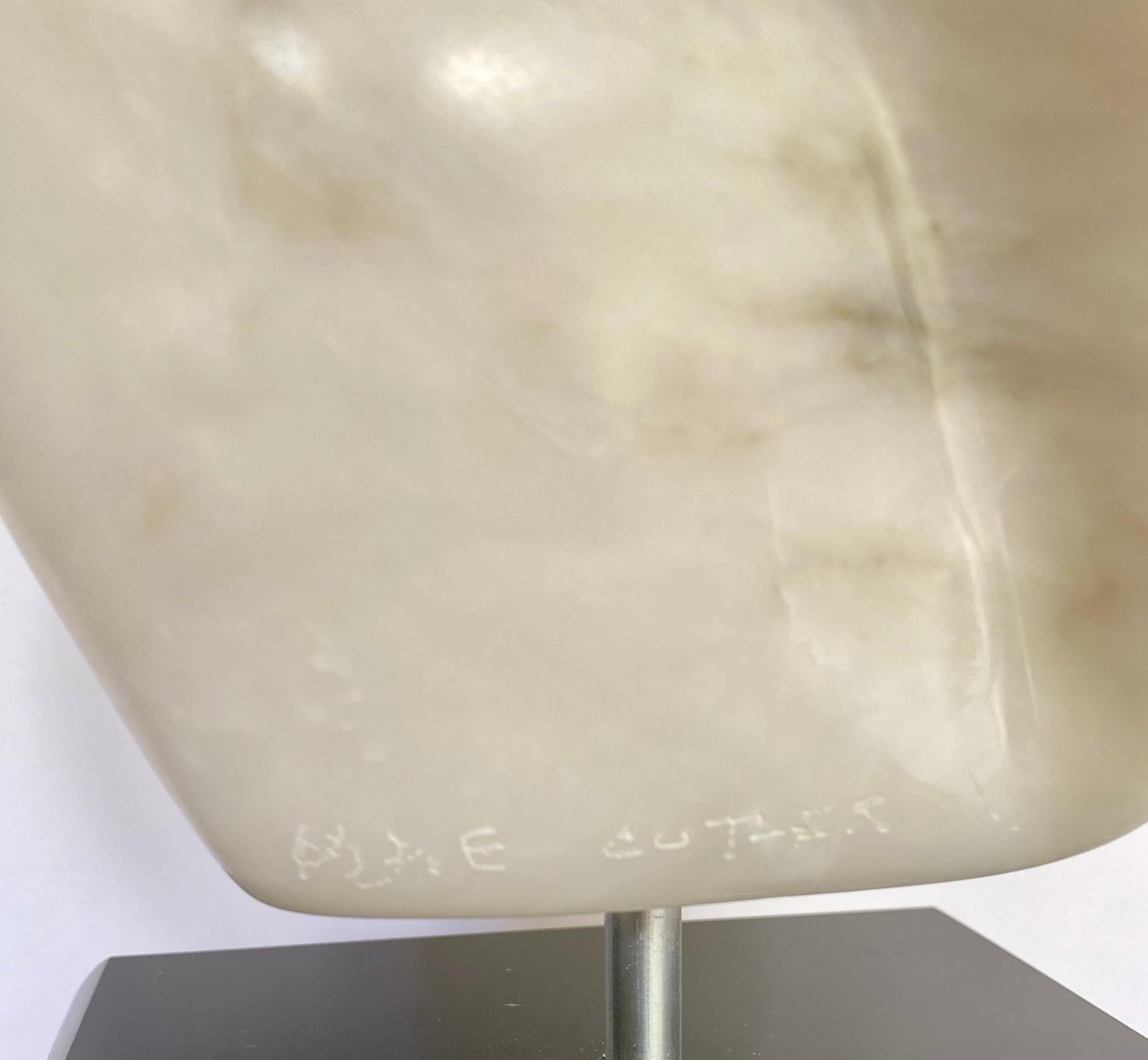 Mid-Century Modern Abstract Carved Marble Sculpture by M. Cutler 3