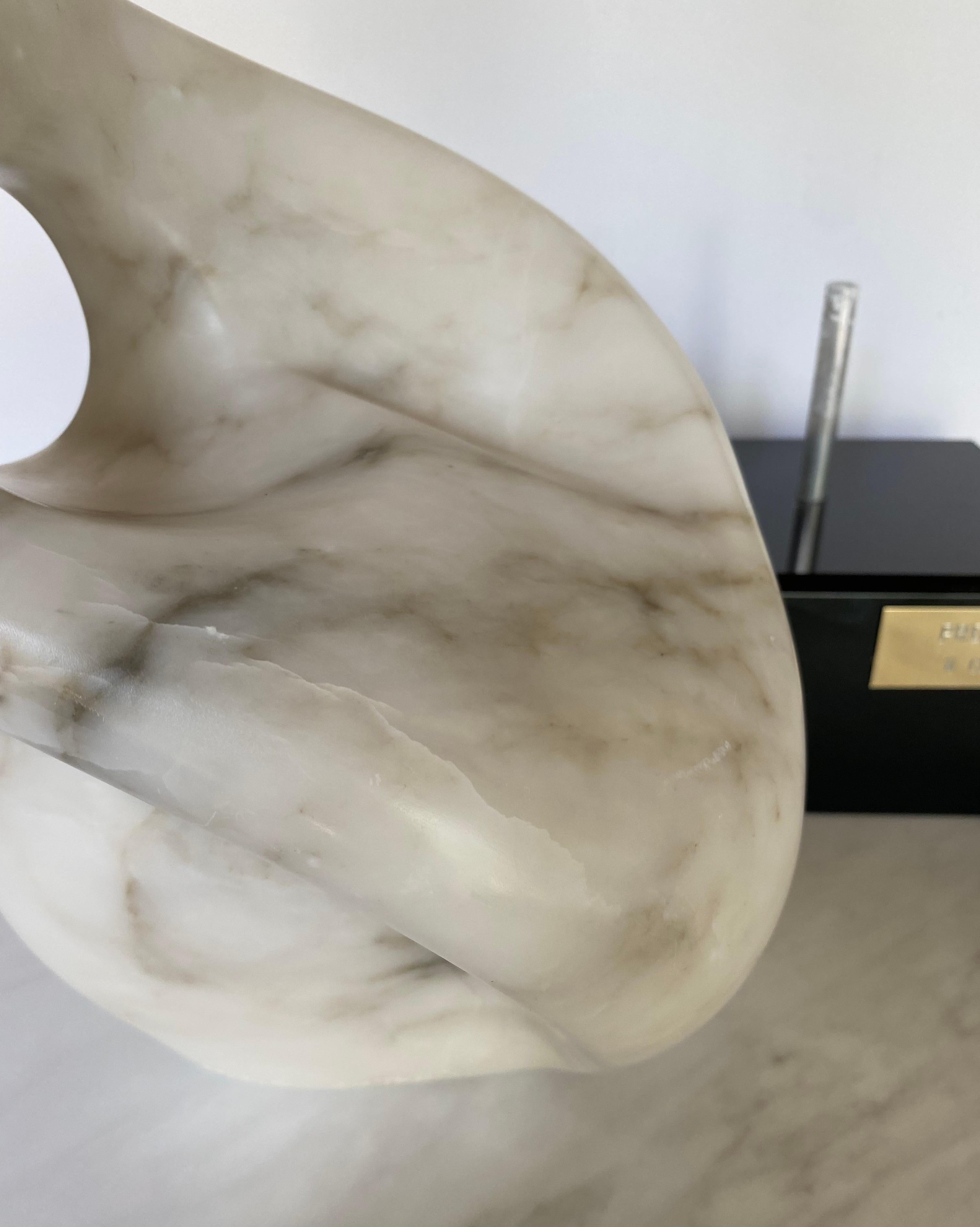 Mid-Century Modern Abstract Carved Marble Sculpture by M. Cutler 4