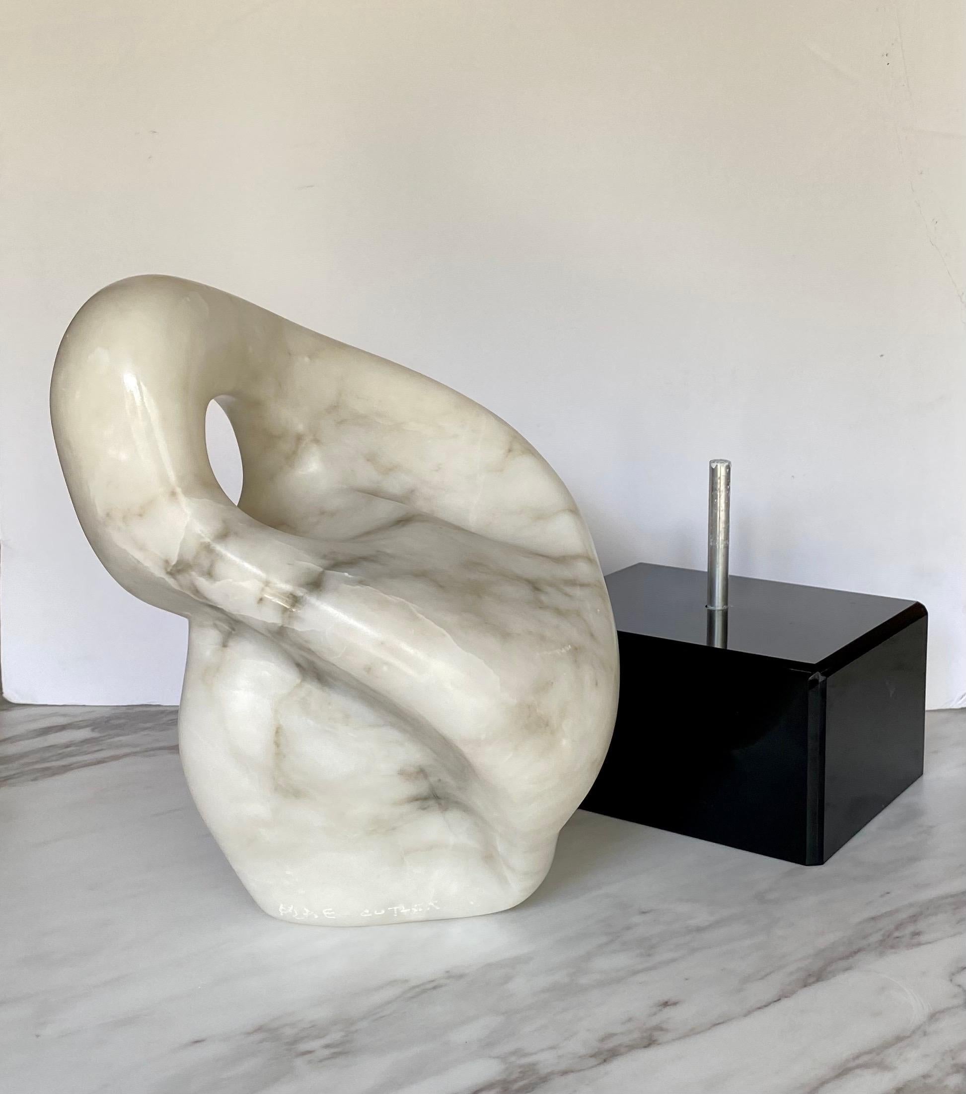 Mid-Century Modern Abstract Carved Marble Sculpture by M. Cutler 5