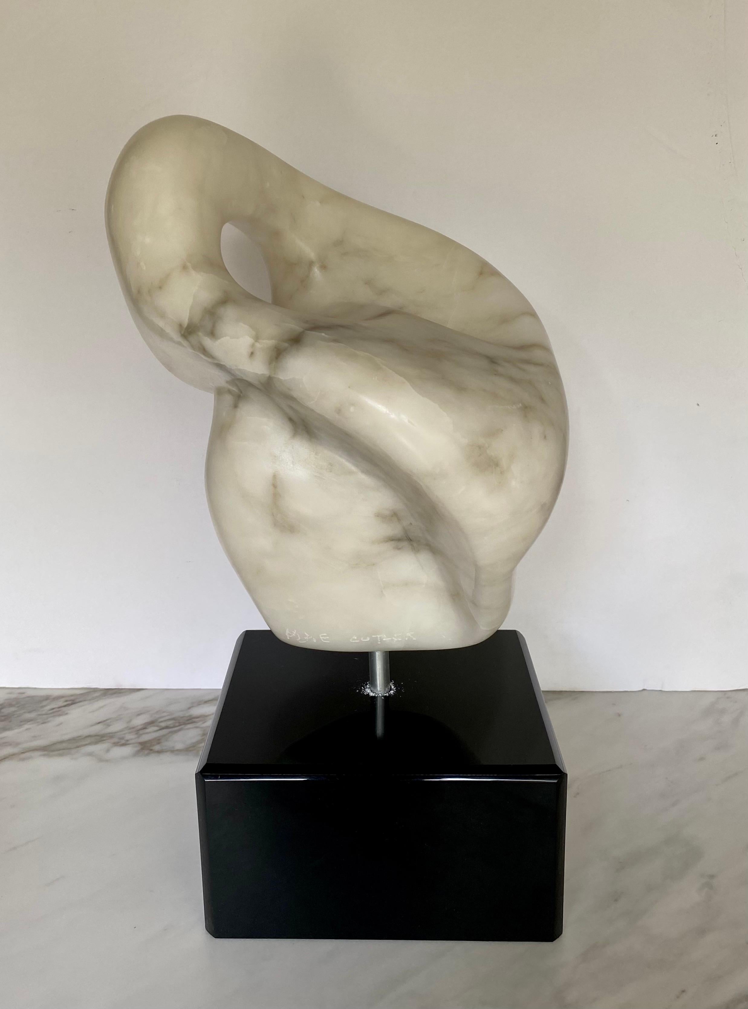 Lacquered Mid-Century Modern Abstract Carved Marble Sculpture by M. Cutler