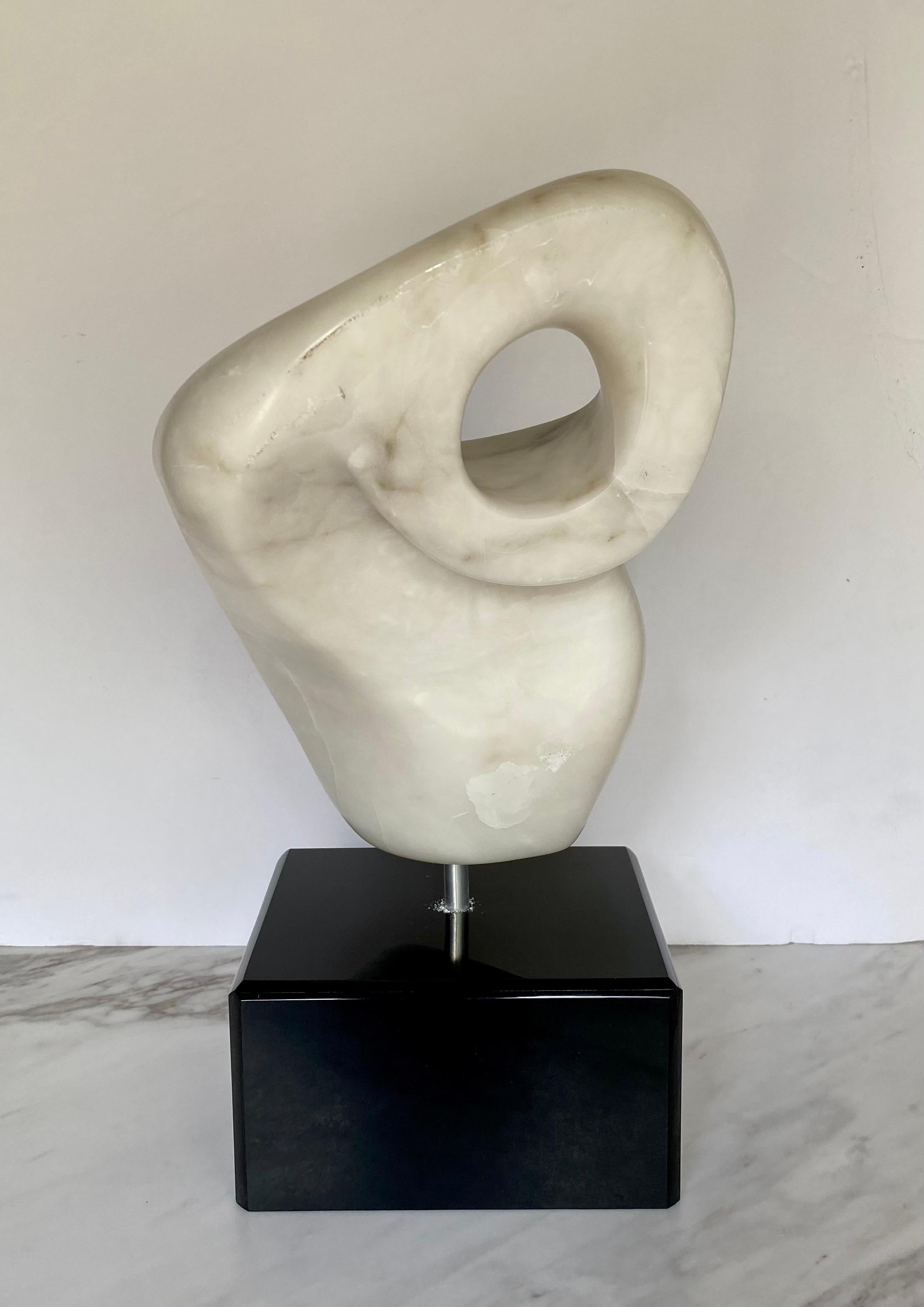 Mid-Century Modern Abstract Carved Marble Sculpture by M. Cutler In Good Condition In Lambertville, NJ