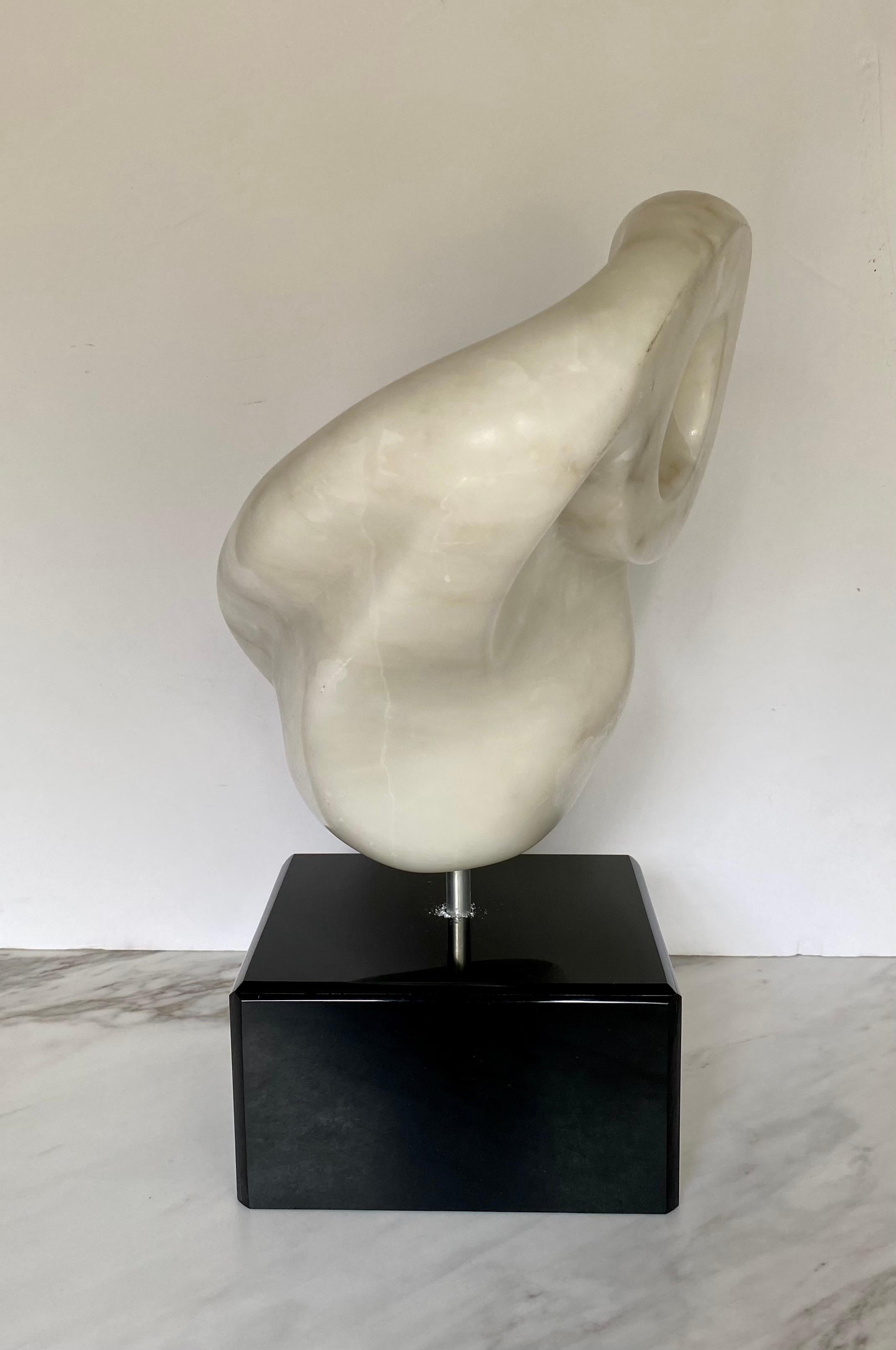 Mid-Century Modern Abstract Carved Marble Sculpture by M. Cutler 1