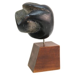 Mid-Century Modern Abstract Carved Stone Sculpture in Biomorph Shape