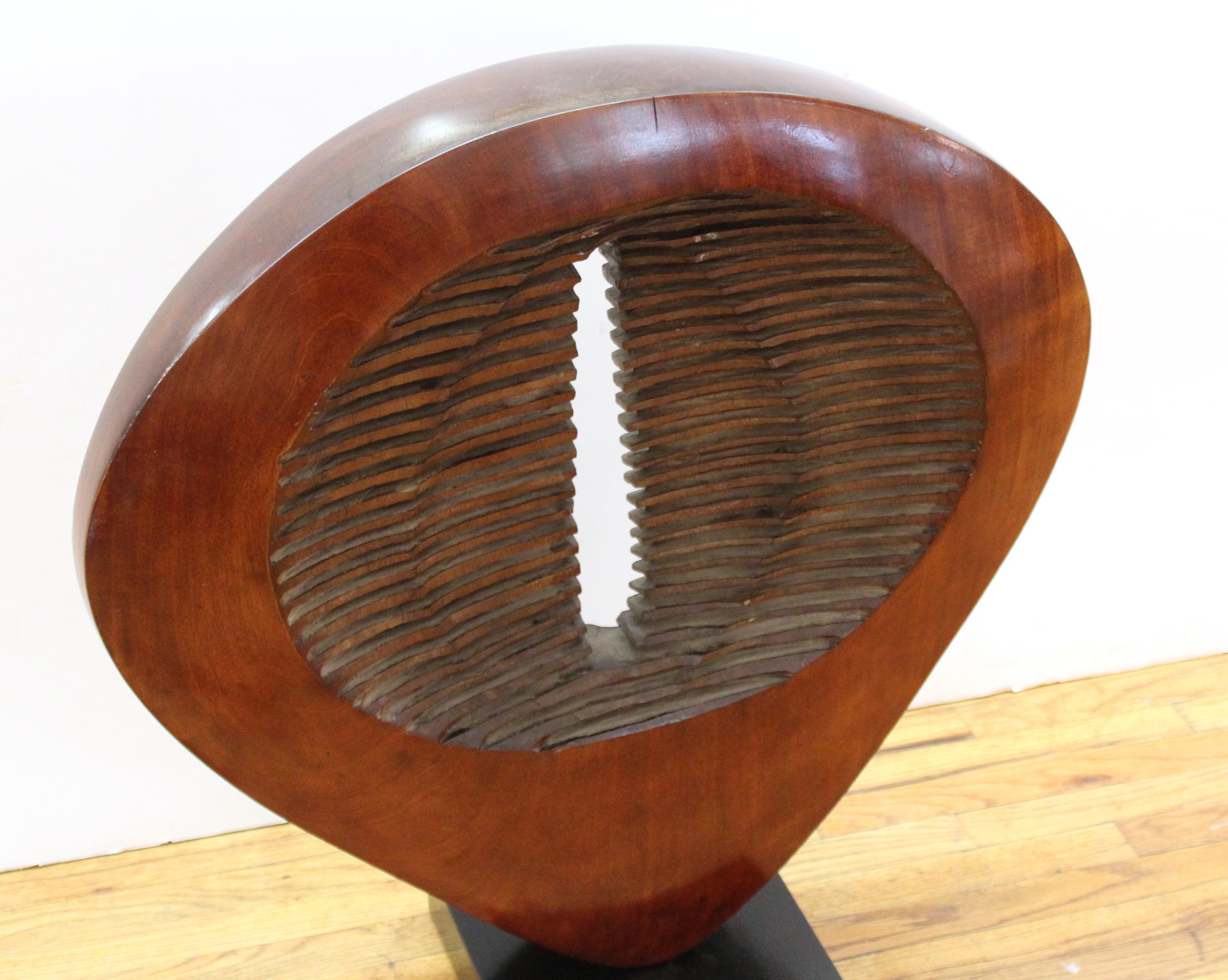Mid-Century Modern Abstract Carved Wood Sculpture In Good Condition In New York, NY