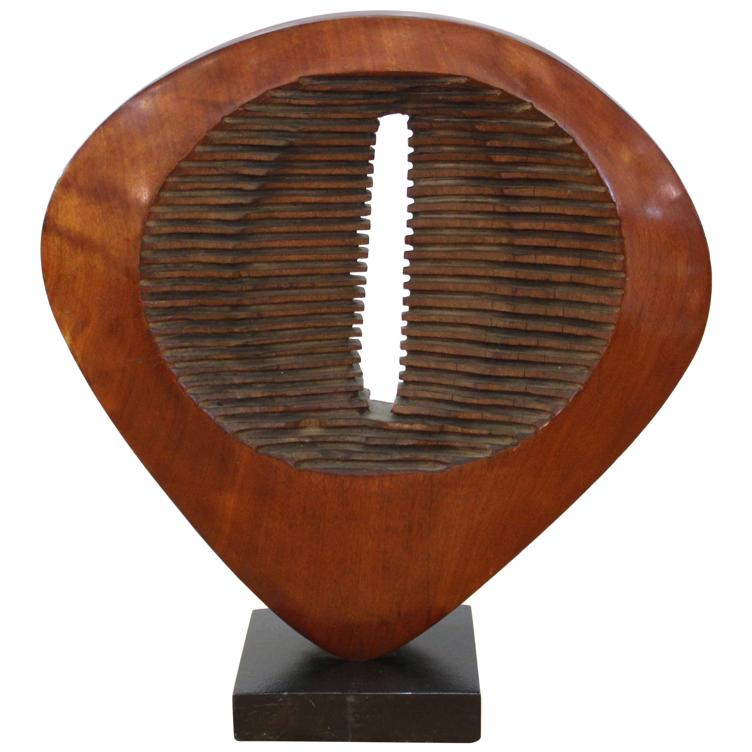 Mid-Century Modern Abstract Carved Wood Sculpture