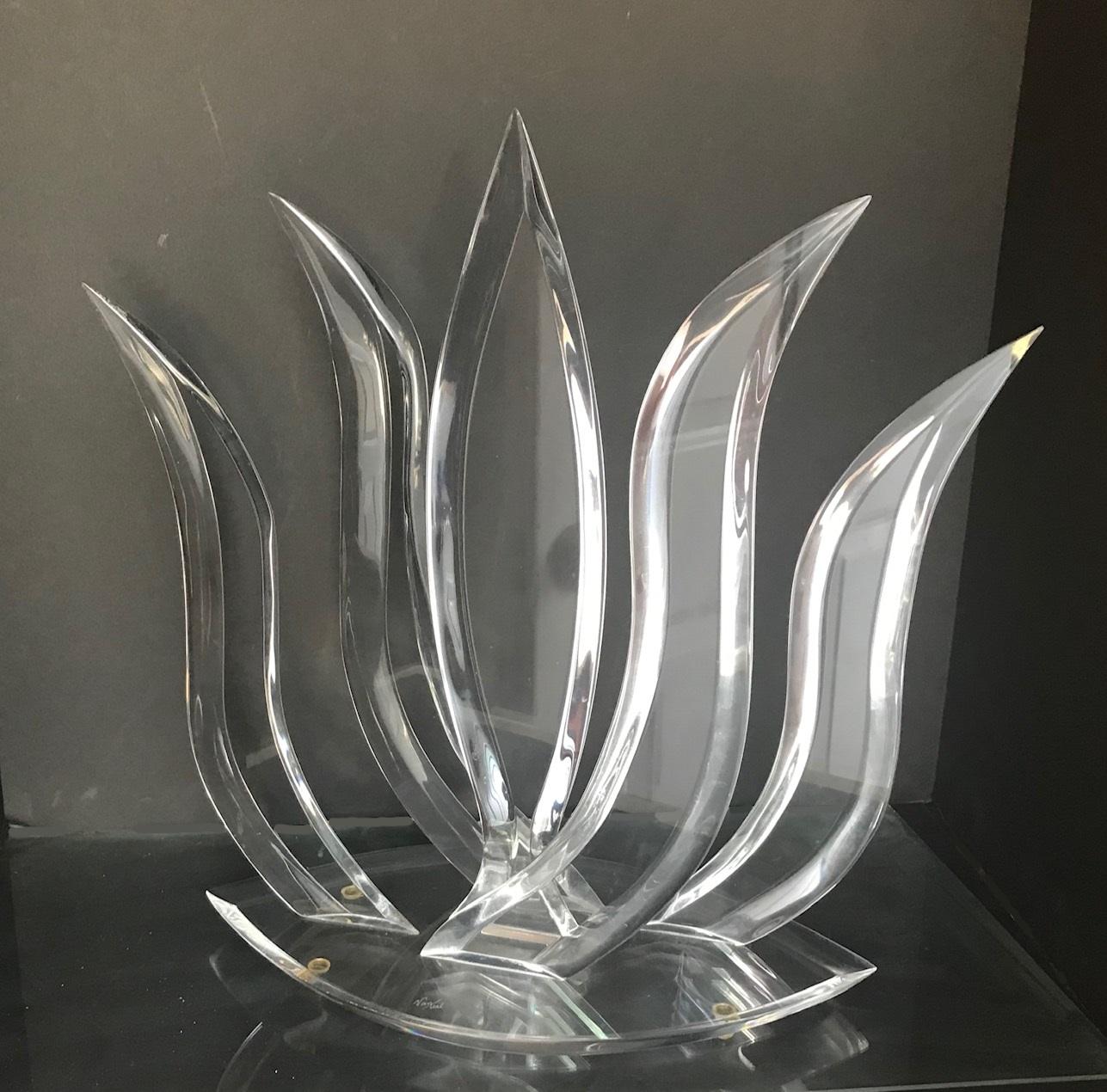 Mid-Century Modern Abstract Clear Lucite Sculpture by Hivo Van Teal In Good Condition In Vero Beach, FL