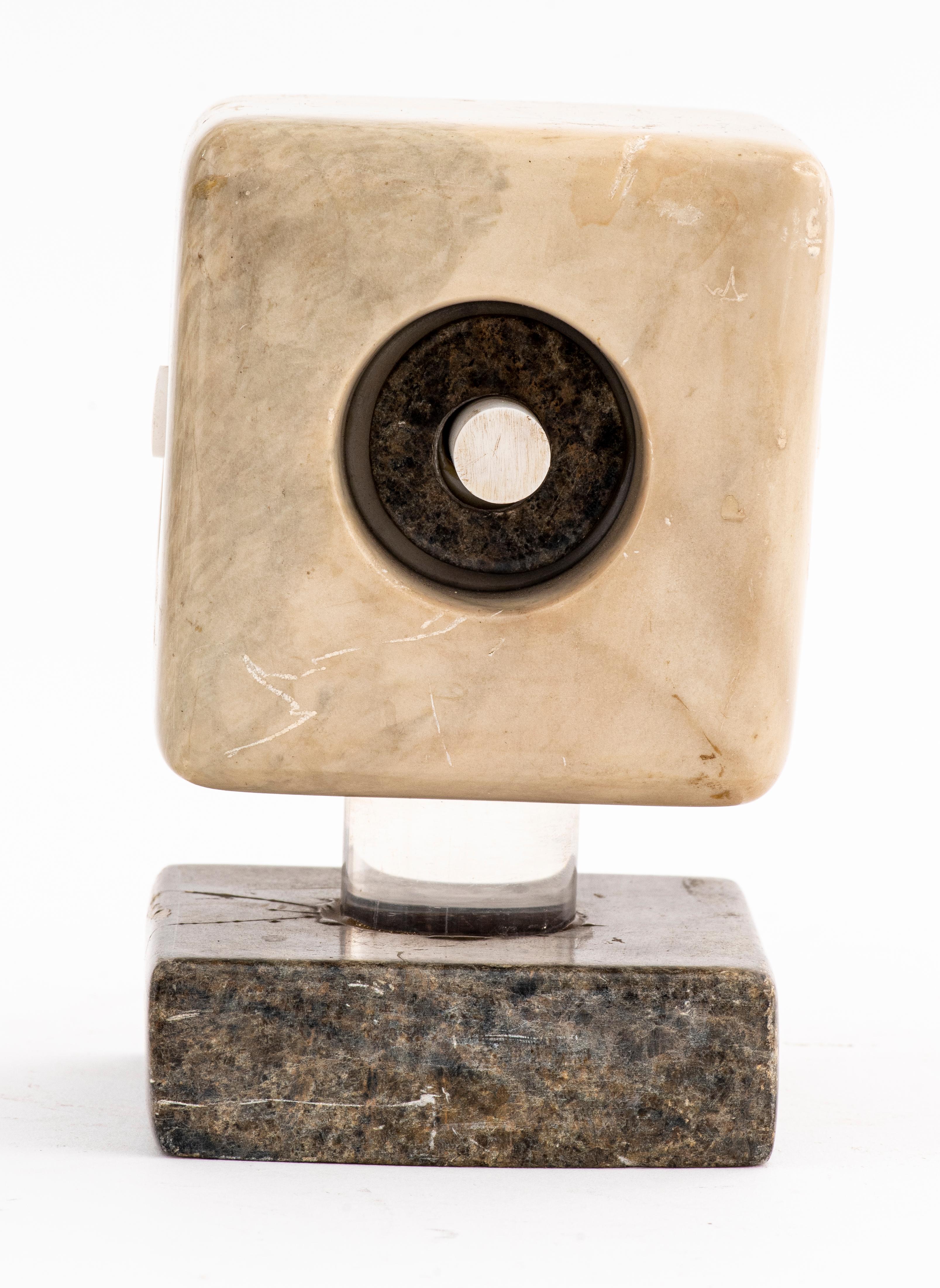 Mid-Century Modern Abstract Cube Marble Sculpture 1