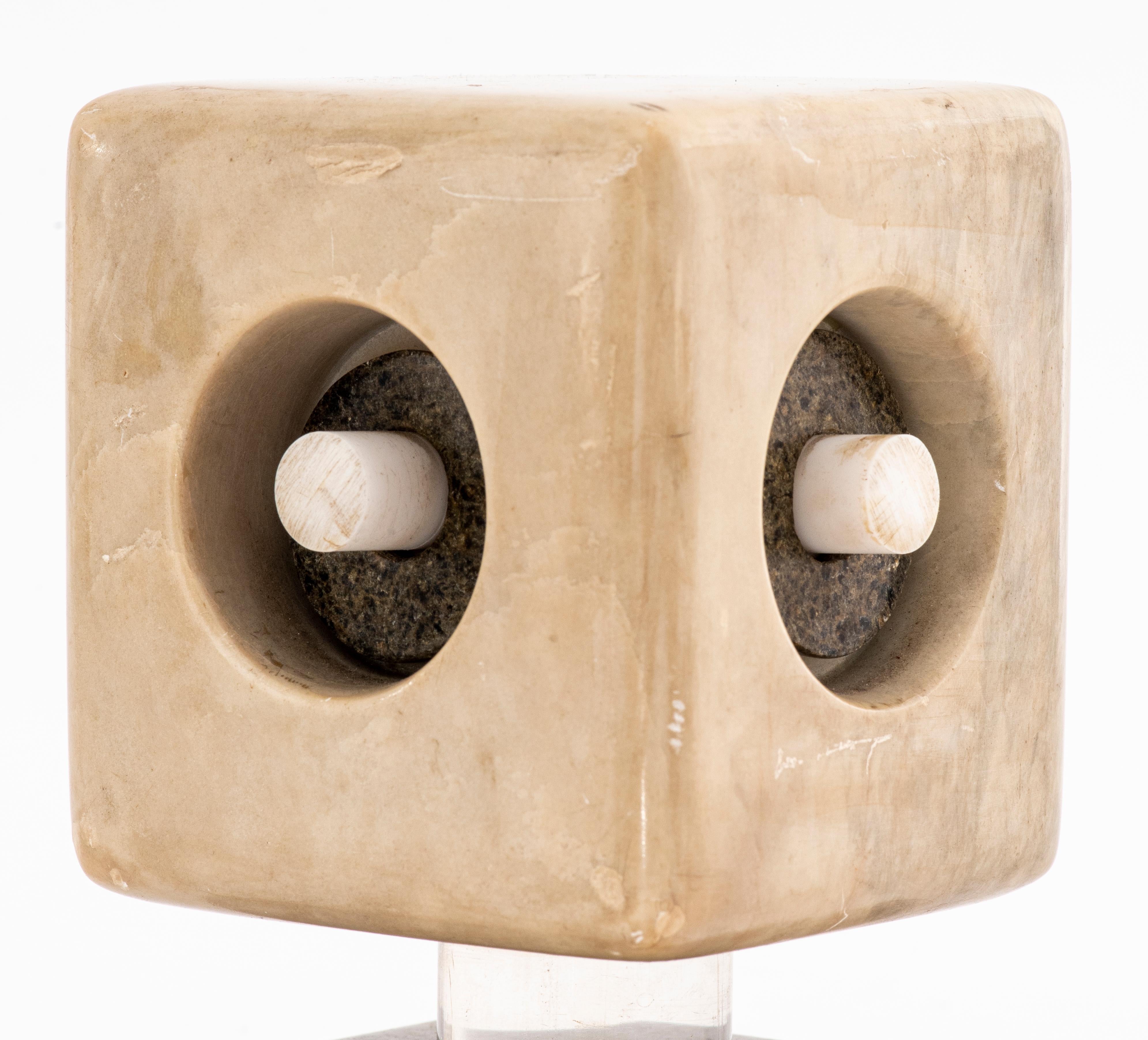 Mid-Century Modern Abstract Cube Marble Sculpture 3