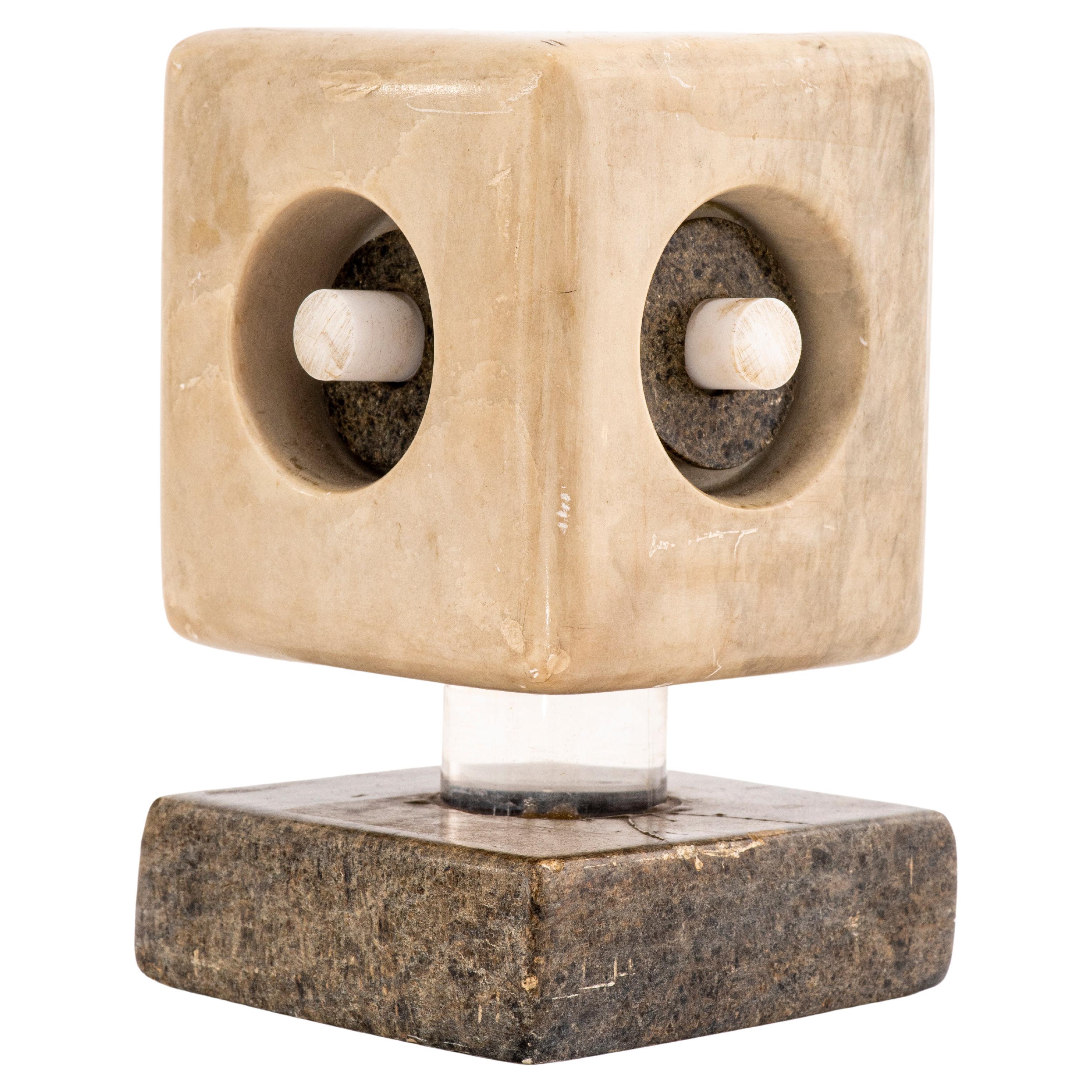 Mid-Century Modern Abstract Cube Marble Sculpture