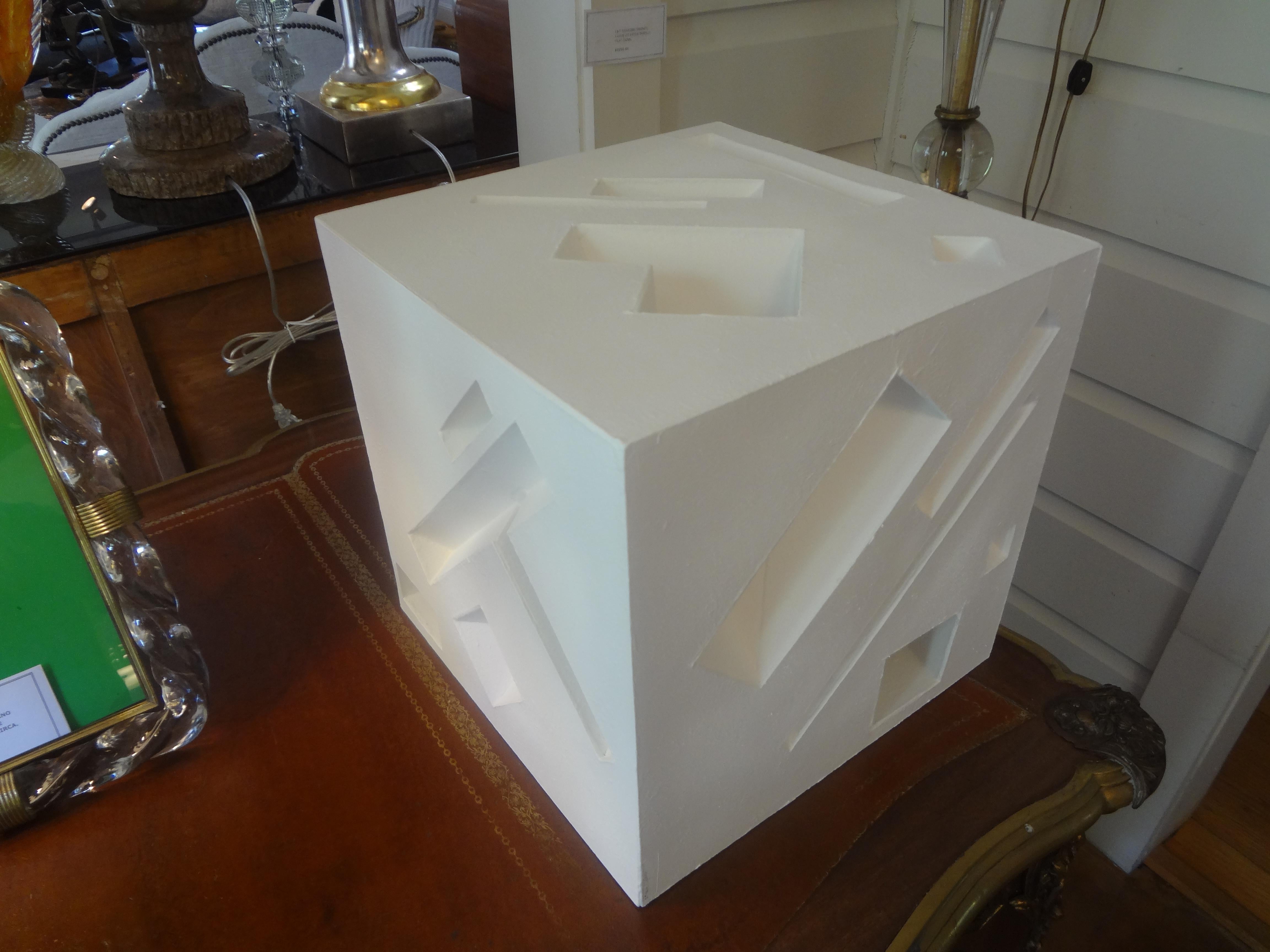 Mid-Century Modern Abstract Cube Sculpture Signed Steve Upham For Sale 3