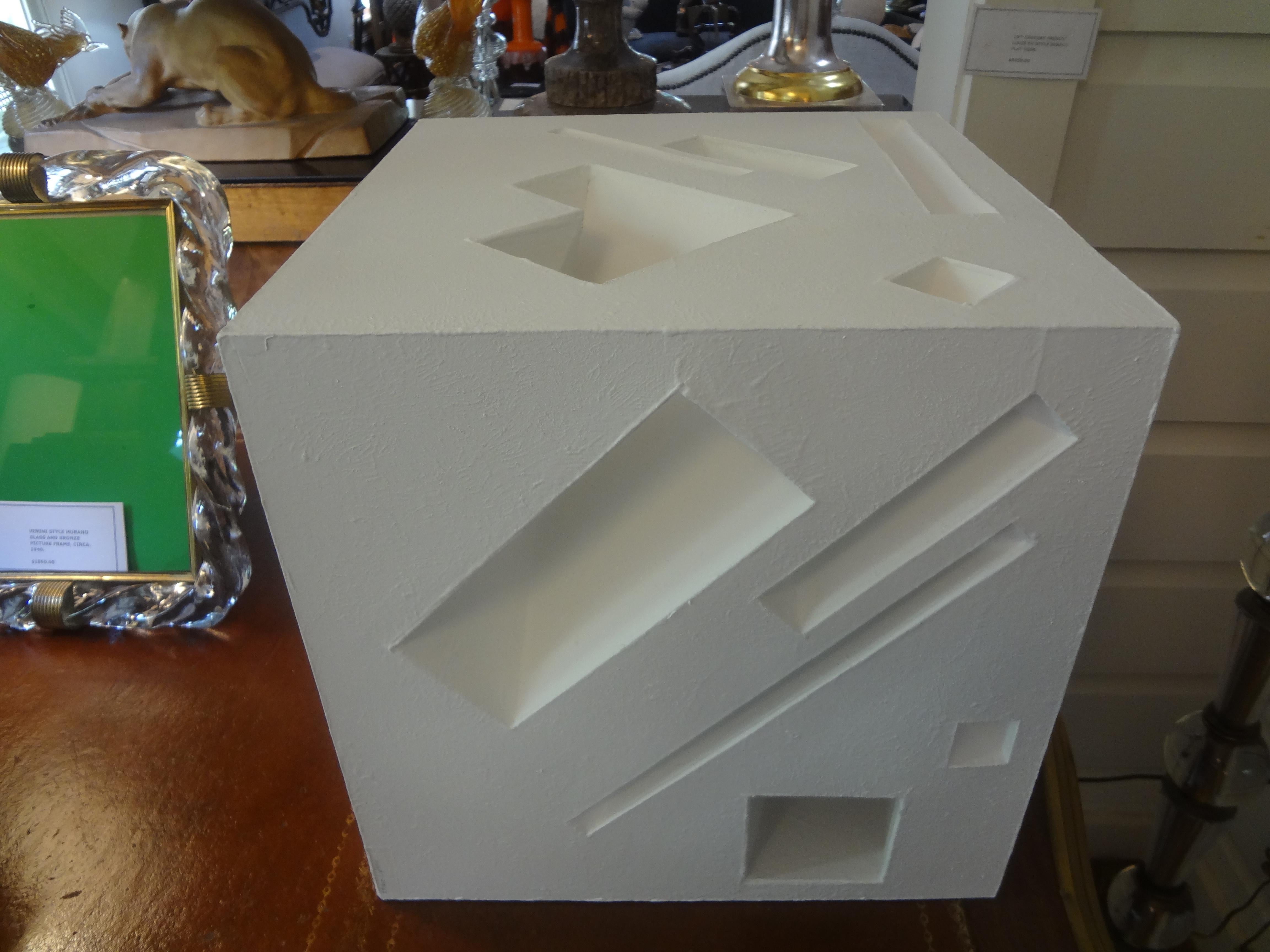 Paper Mid-Century Modern Abstract Cube Sculpture Signed Steve Upham For Sale