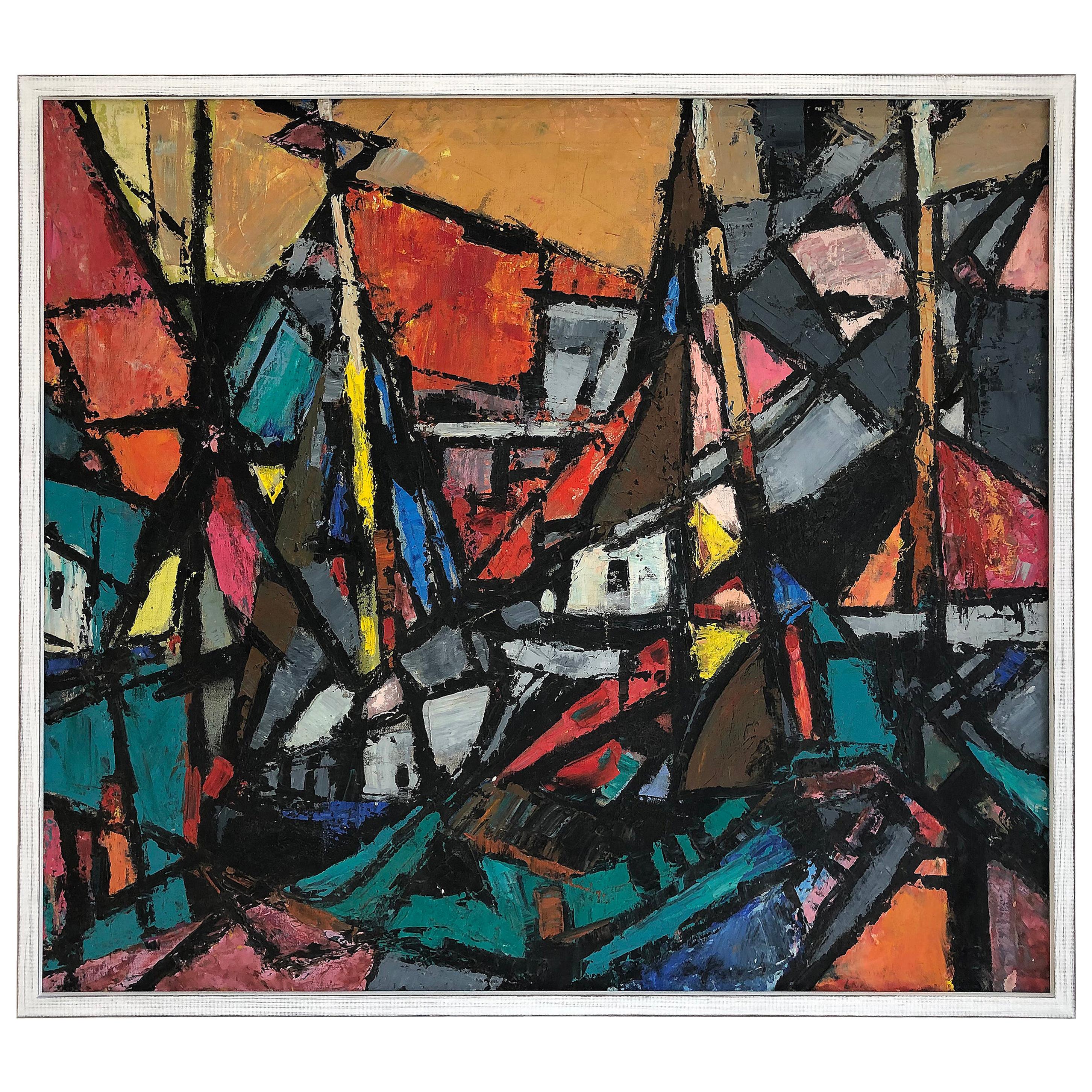 Mid-Century Modernist Abstract Painting by Sylvia Leiferman