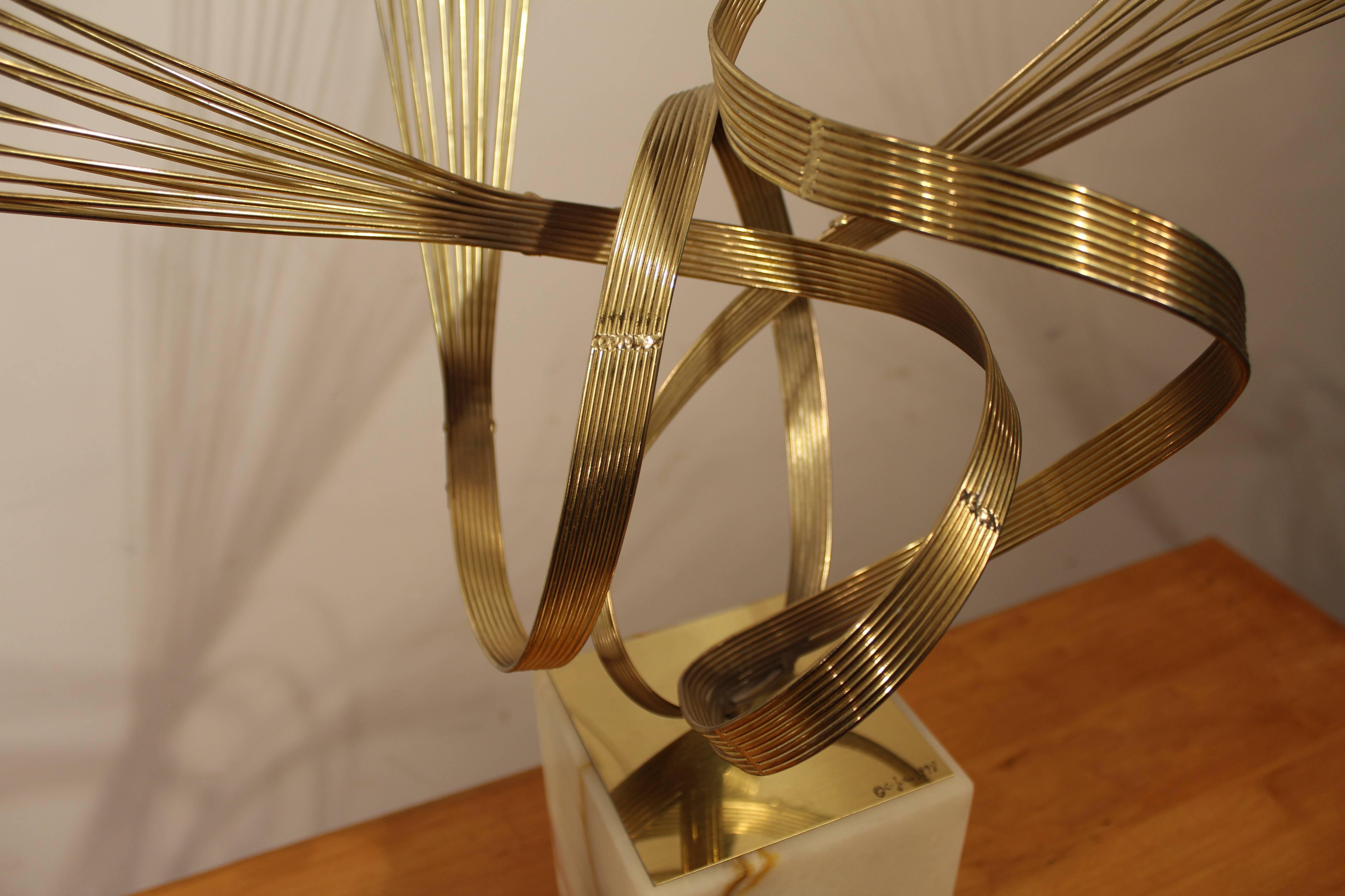 Late 20th Century Mid Century Modern Abstract Curtis Jere Free-Form Brass Sculpture For Sale