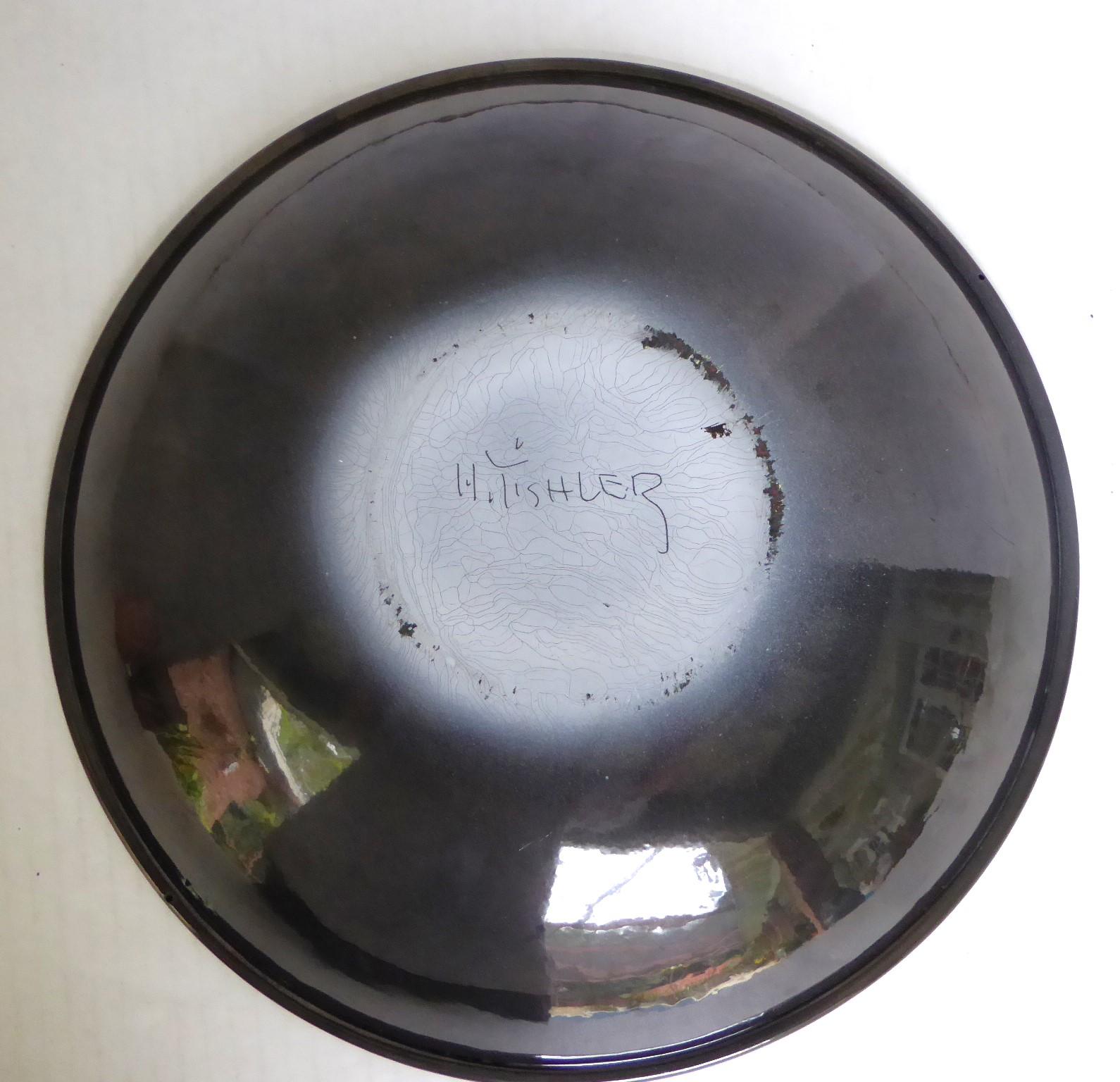 Plat en cuivre émaillé à design abstrait du milieu du siècle dernier Harold Tishler 1950s en vente 1