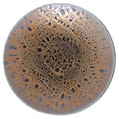 Plat en cuivre émaillé à design abstrait du milieu du siècle dernier Harold Tishler 1950s