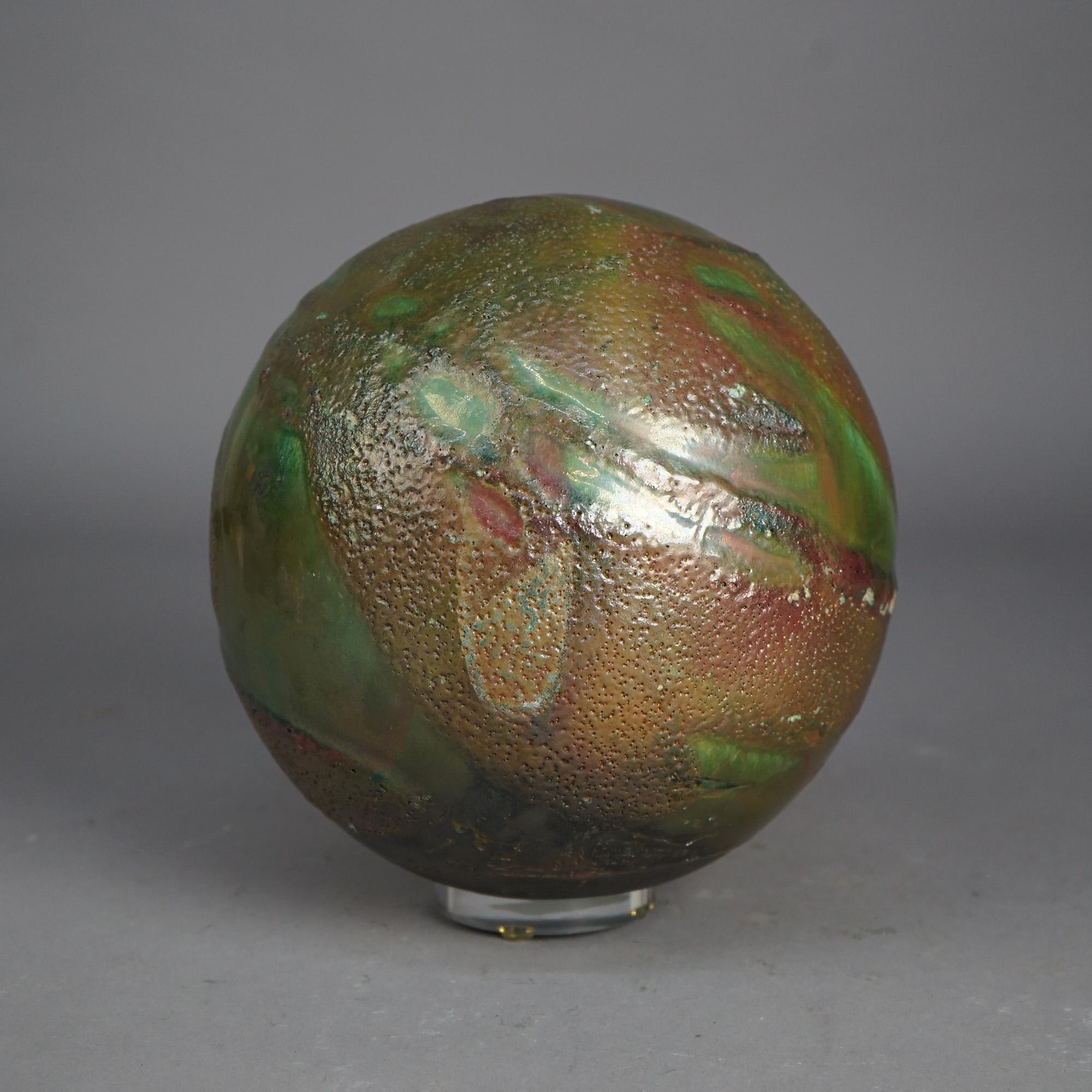 20th Century Mid Century Modern Abstract Designed Sculptural Glass Sphere & Lucite Base C1968