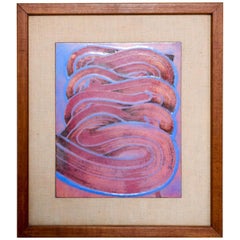 Mid-Century Modern Abstract Enamel Art, Framed, Pedro Coronel Era