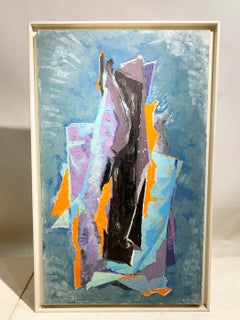 Mid-Century Modern Abstract Expressionist Painting by "G. Bordier", 1950's