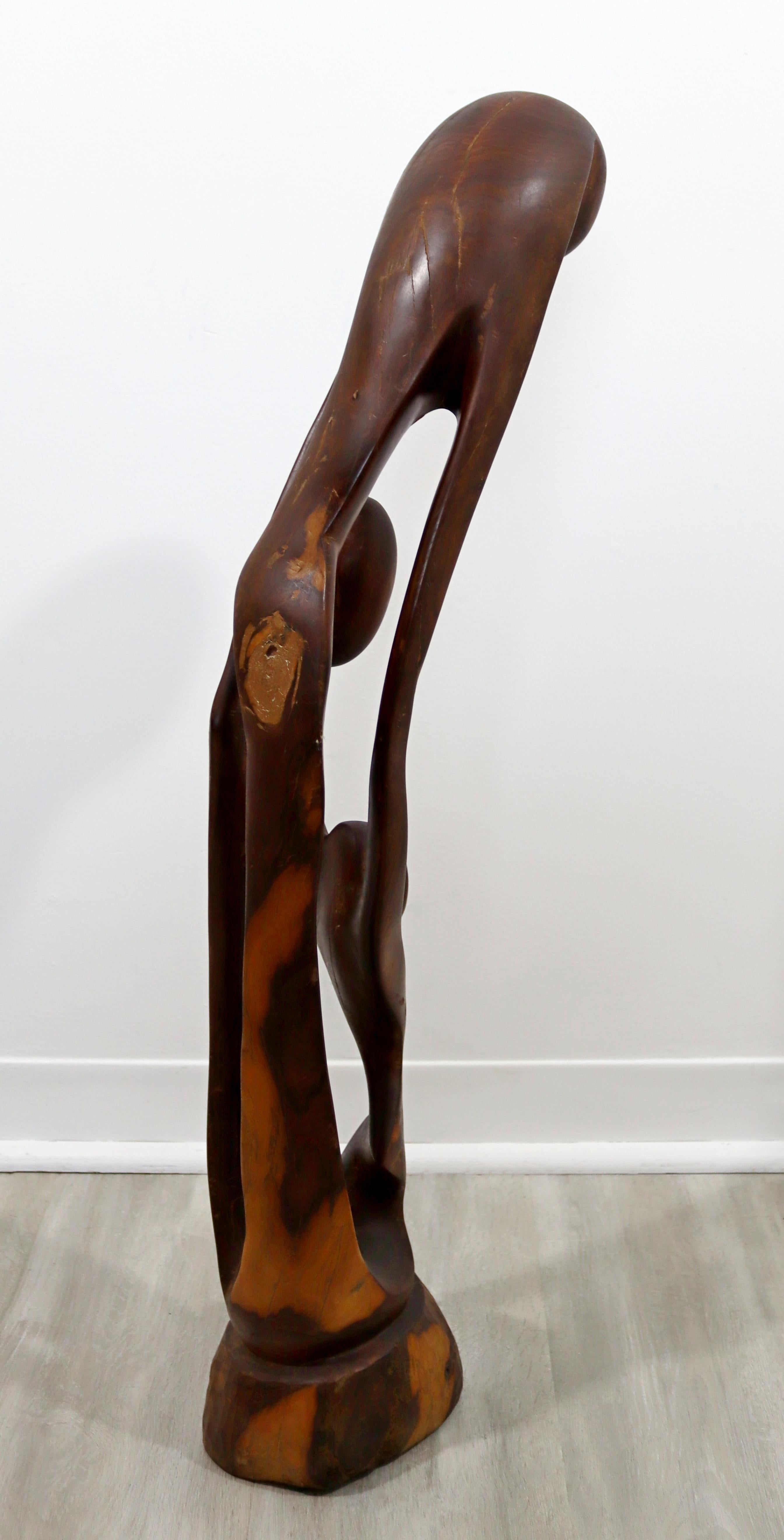 20th Century Mid-Century Modern Abstract Figurative Wood Carving Floor Sculpture For Sale