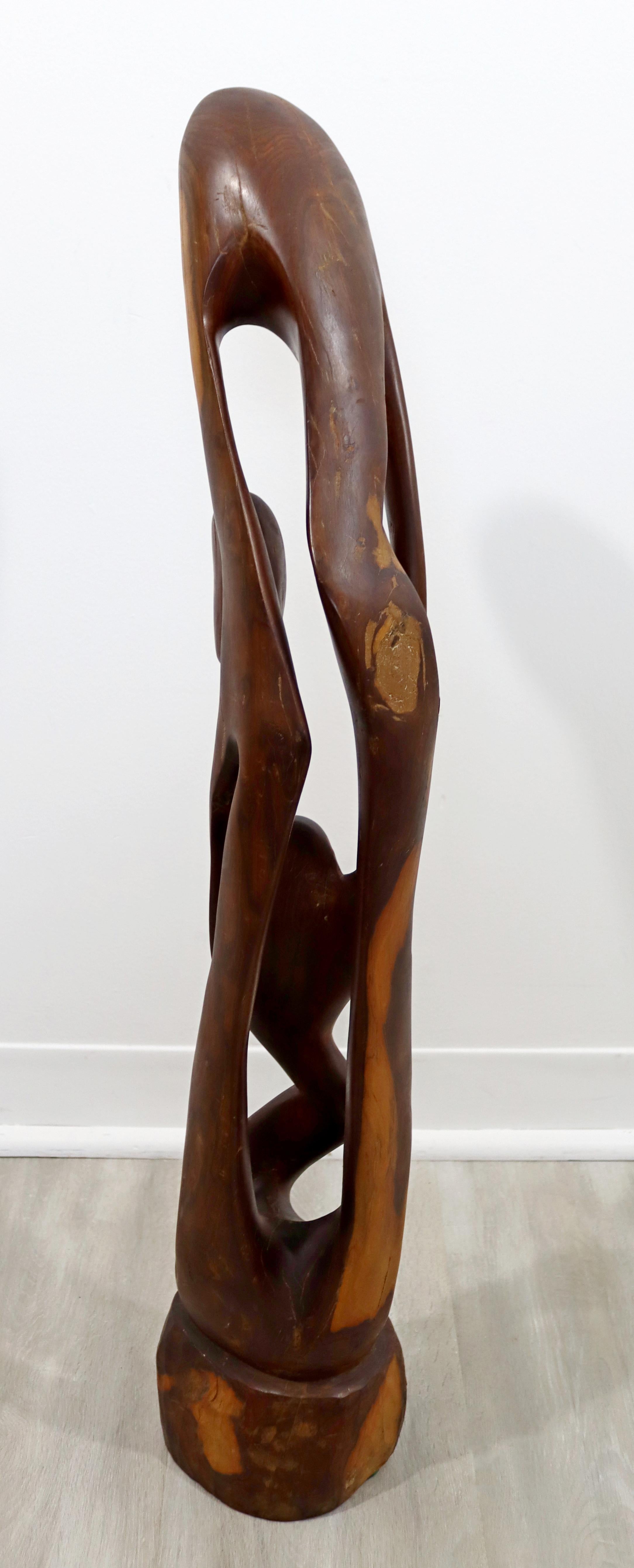 Mid-Century Modern Abstract Figurative Wood Carving Floor Sculpture For Sale 1
