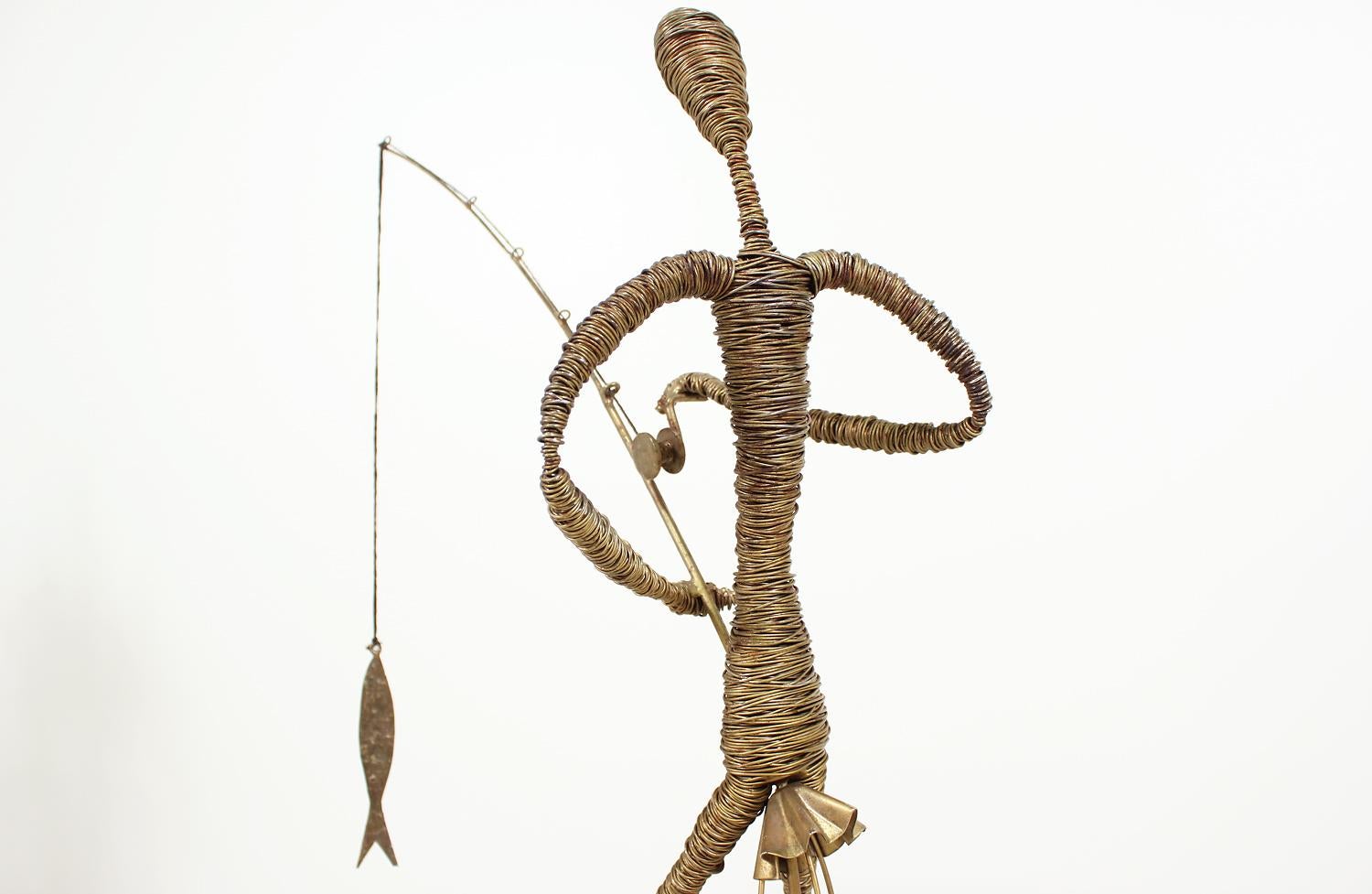 Mid-Century Modern Abstract Fisherman Sculpture 2