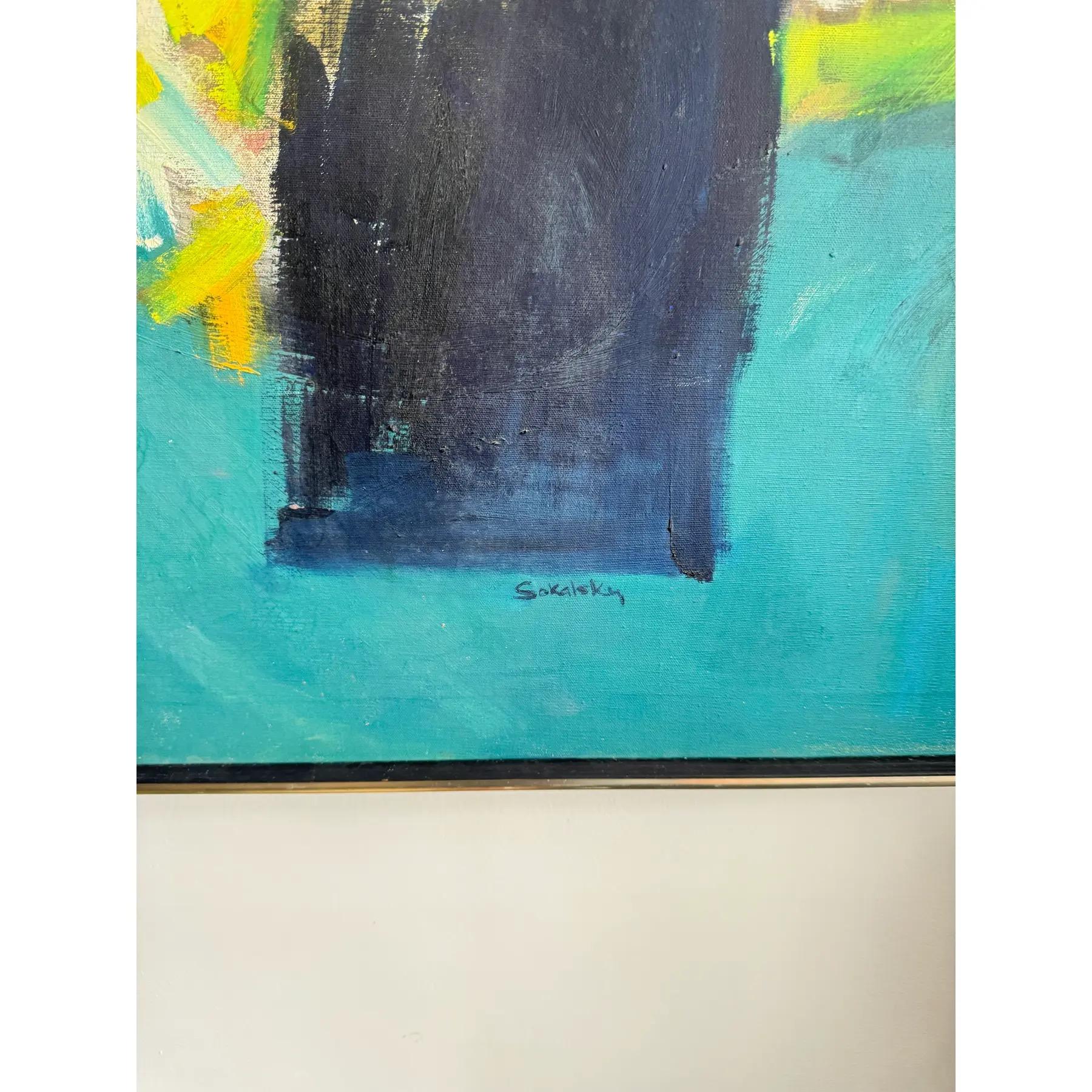 Mid-Century Modern Abstract Floral Painting Signed (20. Jahrhundert) im Angebot