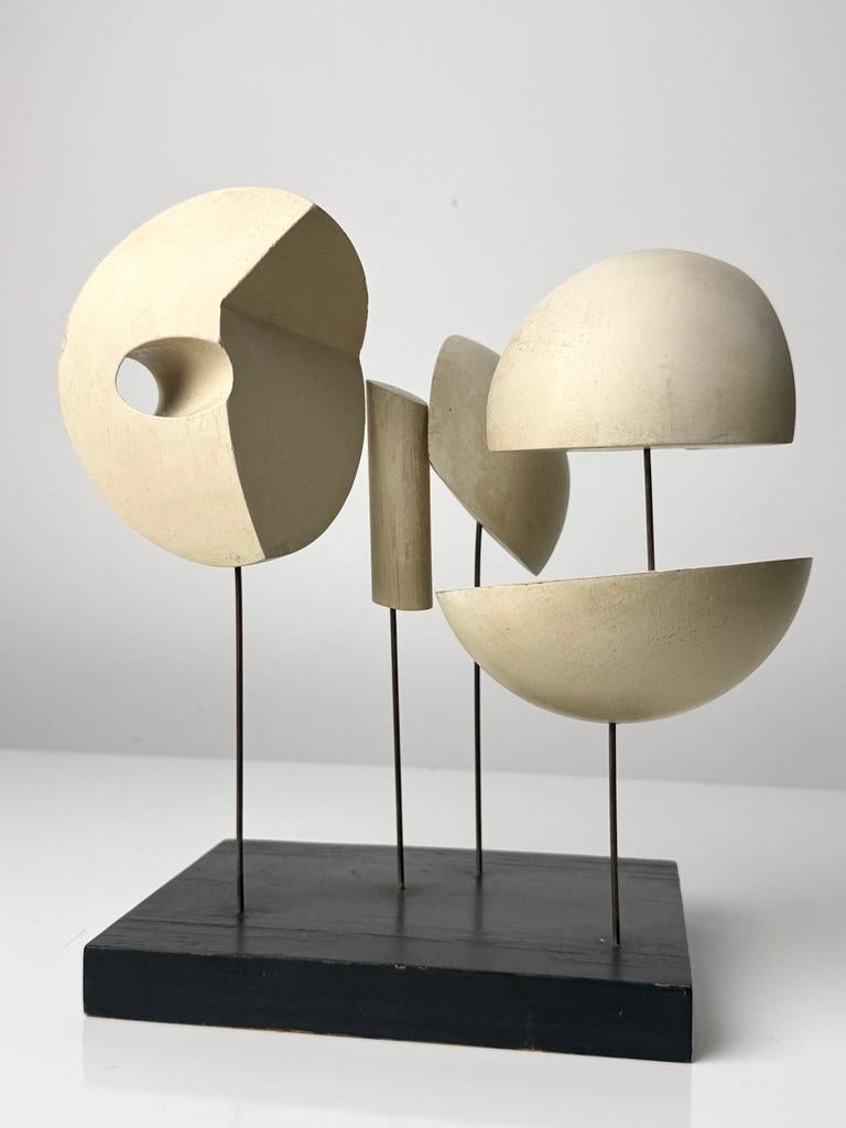 North American Mid Century Modern Abstract Geometric Wood Constructivist Wire Sculpture 1950s For Sale