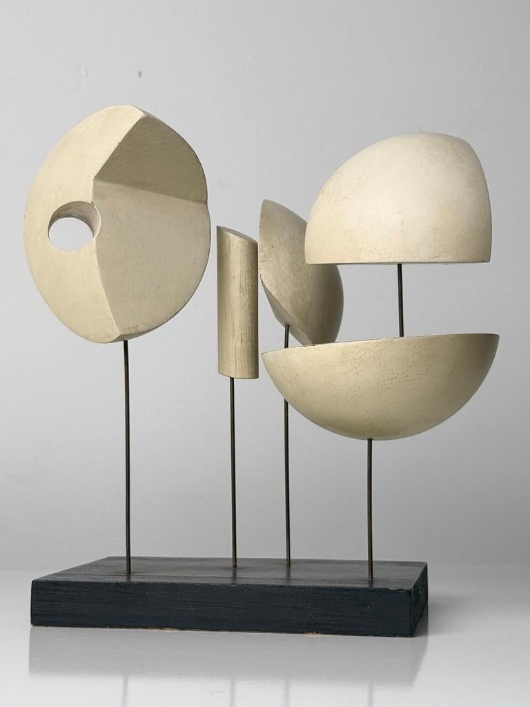 Mid-20th Century Mid Century Modern Abstract Geometric Wood Constructivist Wire Sculpture 1950s For Sale