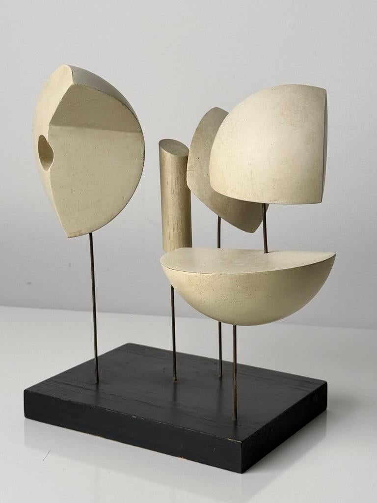 Metal Mid Century Modern Abstract Geometric Wood Constructivist Wire Sculpture 1950s For Sale