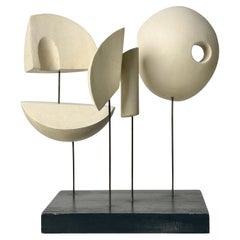 Escultura de alambre geométrica abstracta de madera constructivista de mediados del siglo XX Años 50