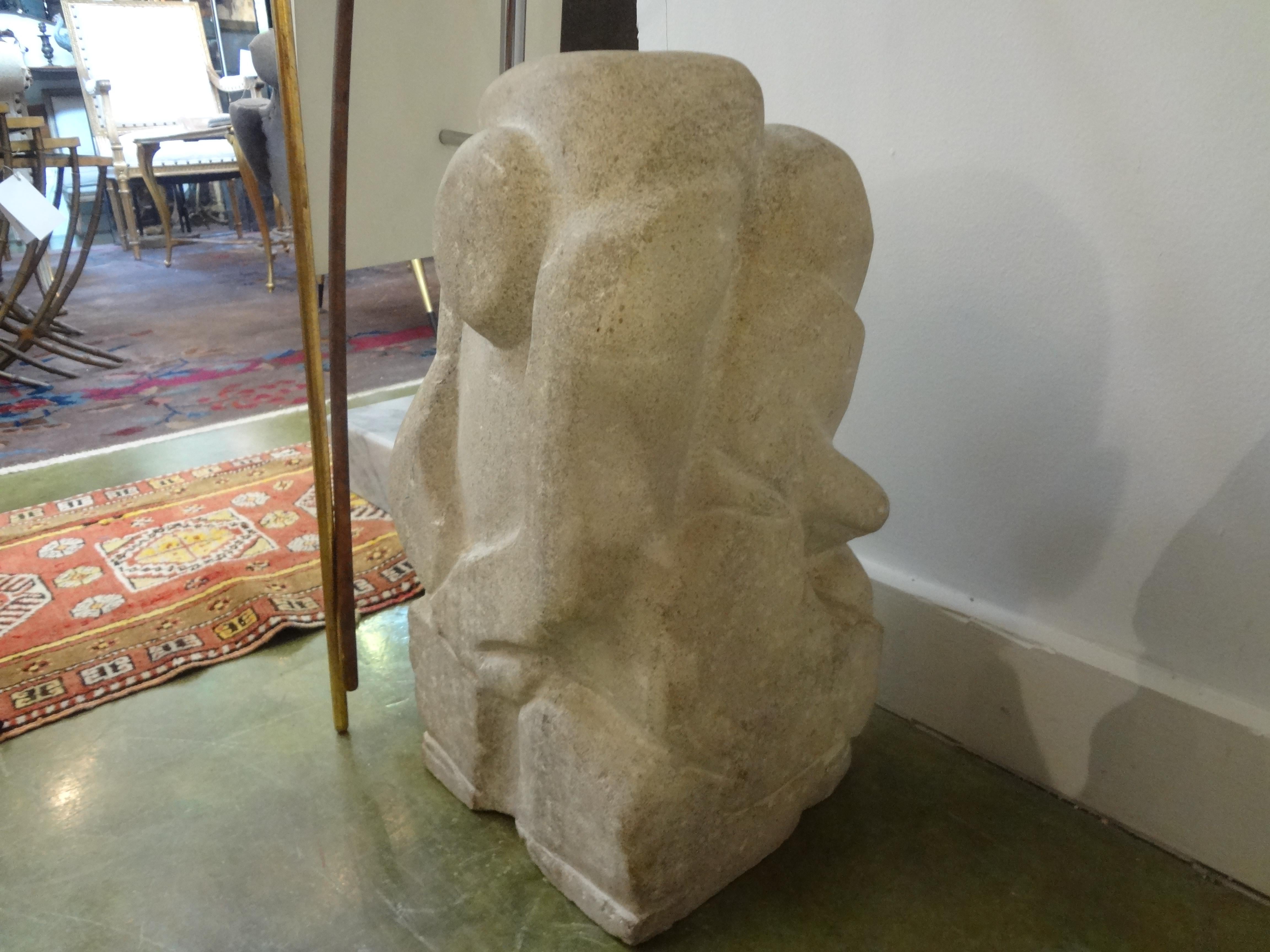 Mid-Century Modern abstract granite sculpture.
Well executed Mid-Century Modern granite abstract sculpture after Rene Brancusi. This fabulous stone sculpture has been carved on all sides and can be viewed and appreciated at every angle. Although