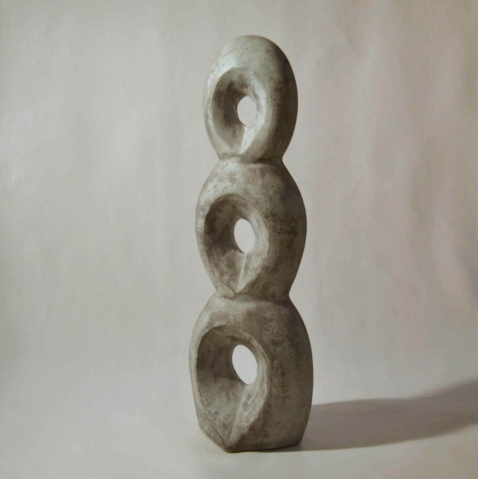 Hand-Crafted Mid-Century Modern Abstract Grey Ceramic Sculpture