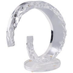Mid-Century Modern Abstract Hand-Carved Lucite Sculpture on an Oval Base