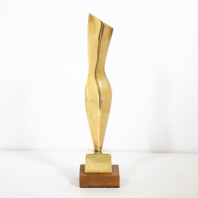Mid-Century Modern Abstract Hourglass Form Brass Sculpture by Moshe ...