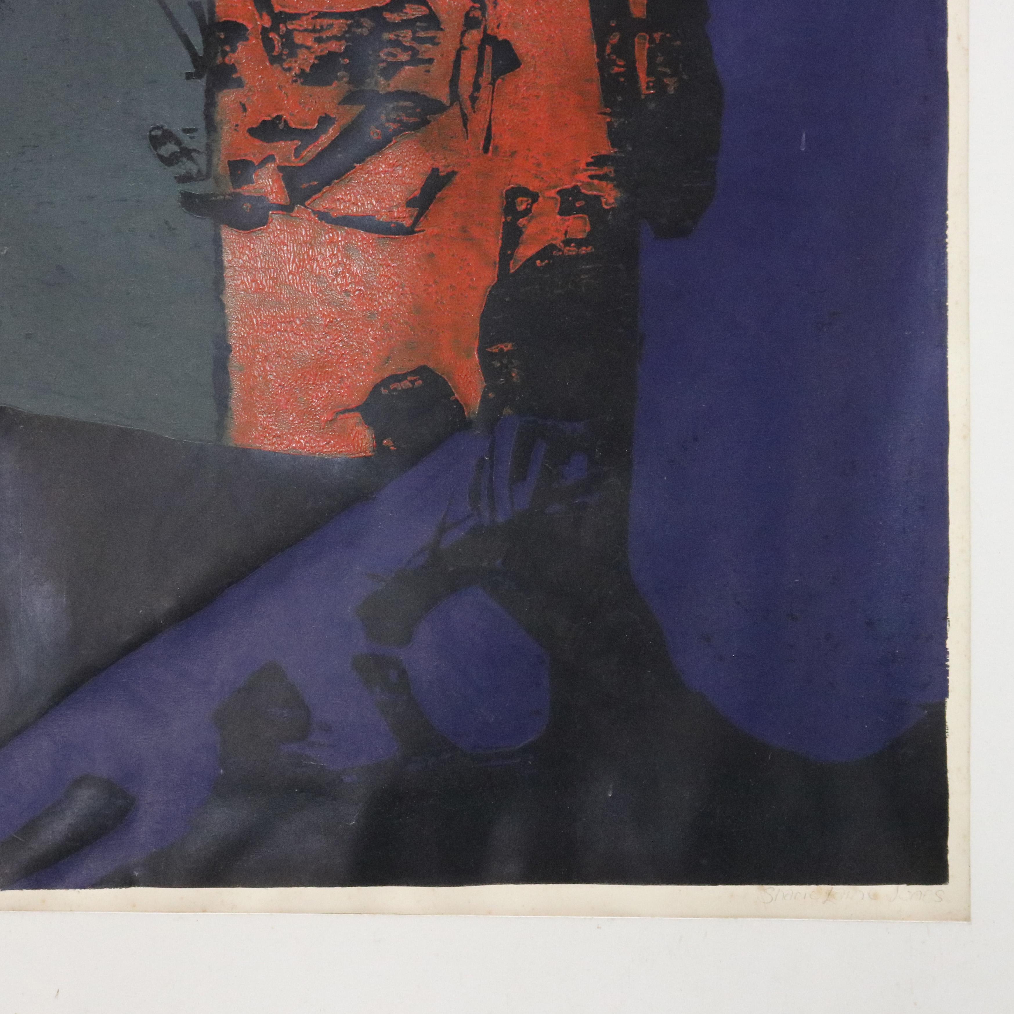 Mid Century Modern Abstrakt Impressionist Mixed Media C1968 (Papier) im Angebot